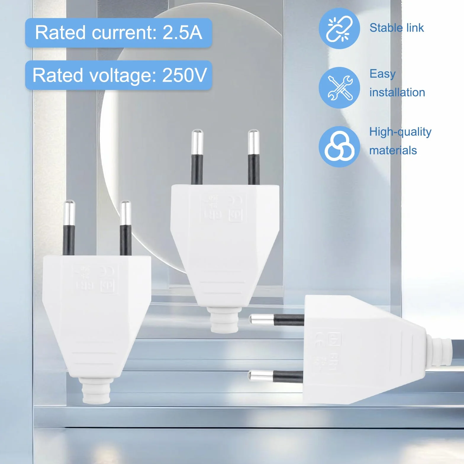 Gniazdo elektryczne płaskie wtyczki 8 sztuka europejska płyta wtykowa euro płaska 250 V 2,5 A ze śrubokrętem Aplikacje Gniazda do urządzeń gospodarstwa domowego (białe)