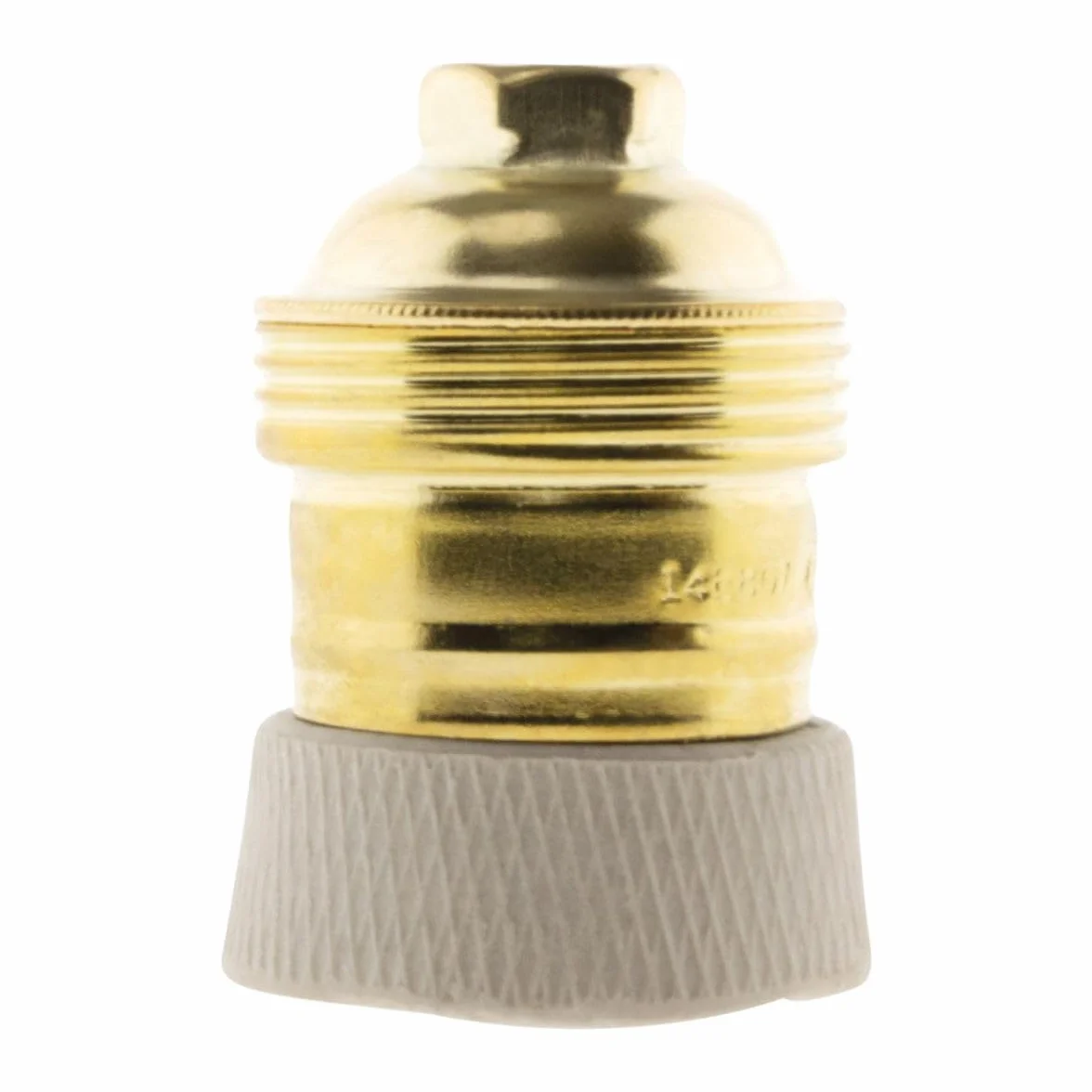 Zenitech - Oprawka Lampy E27 z Mosiądzu - Porcelanowy Kołnierz - Zaciski Śrubowe - Złota - Normy CE - Do Lamp i Żyrandoli - Elegancki i Trwały Design - Idealna do Oświetlenia Wewnętrznego