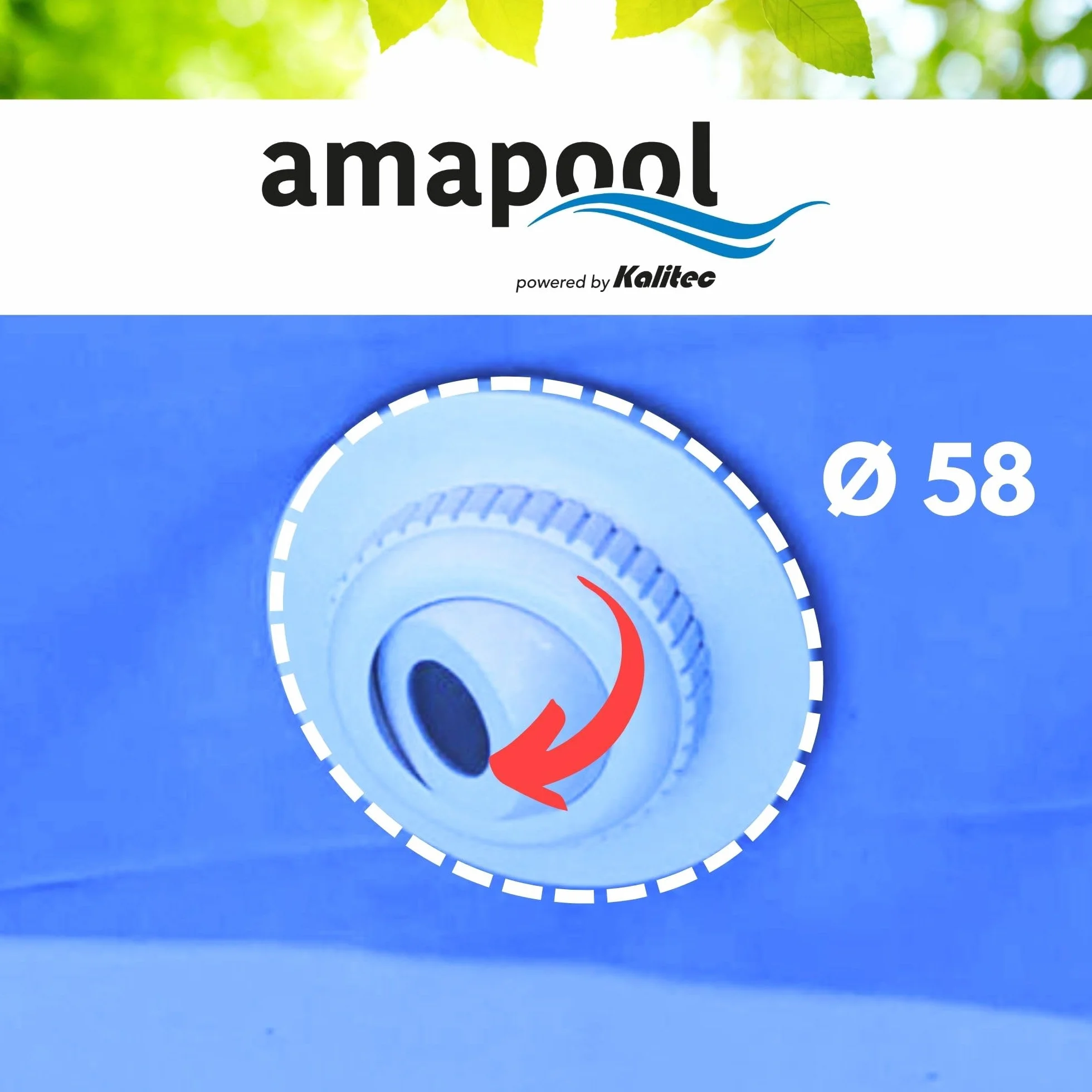 Amapool Dysza wlotowa do basenu 14 cm 38/32 mm regulowana głowica