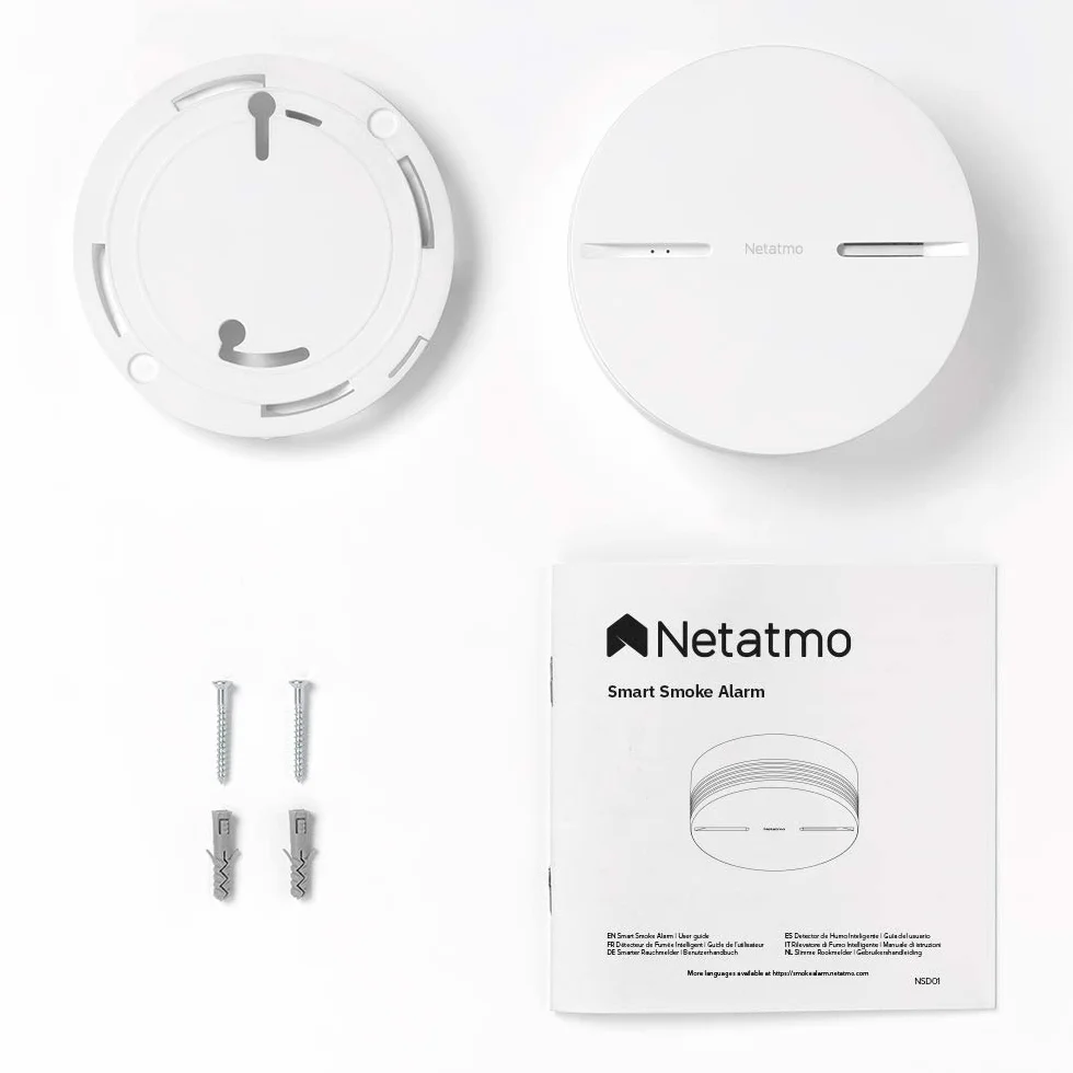 Netatmo Inteligentny czujnik dymu 10 lat baterii alarm pożarowy EN14604 biały
