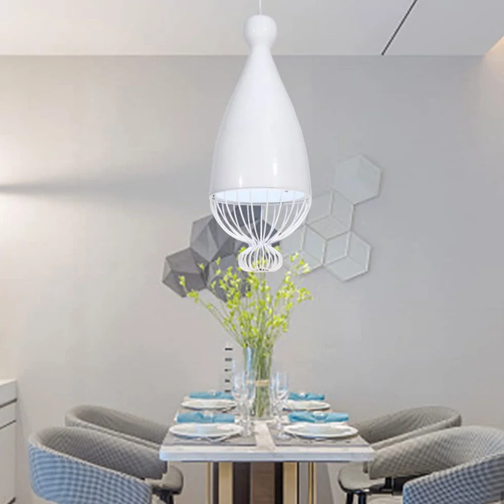 Lampa wisząca LED w stylu nordyckim, metalowa pojedyncza lampa sufitowa, oświetlenie wewnętrzne, bary restauracje, regulowana wysokość (30 cm, żółta