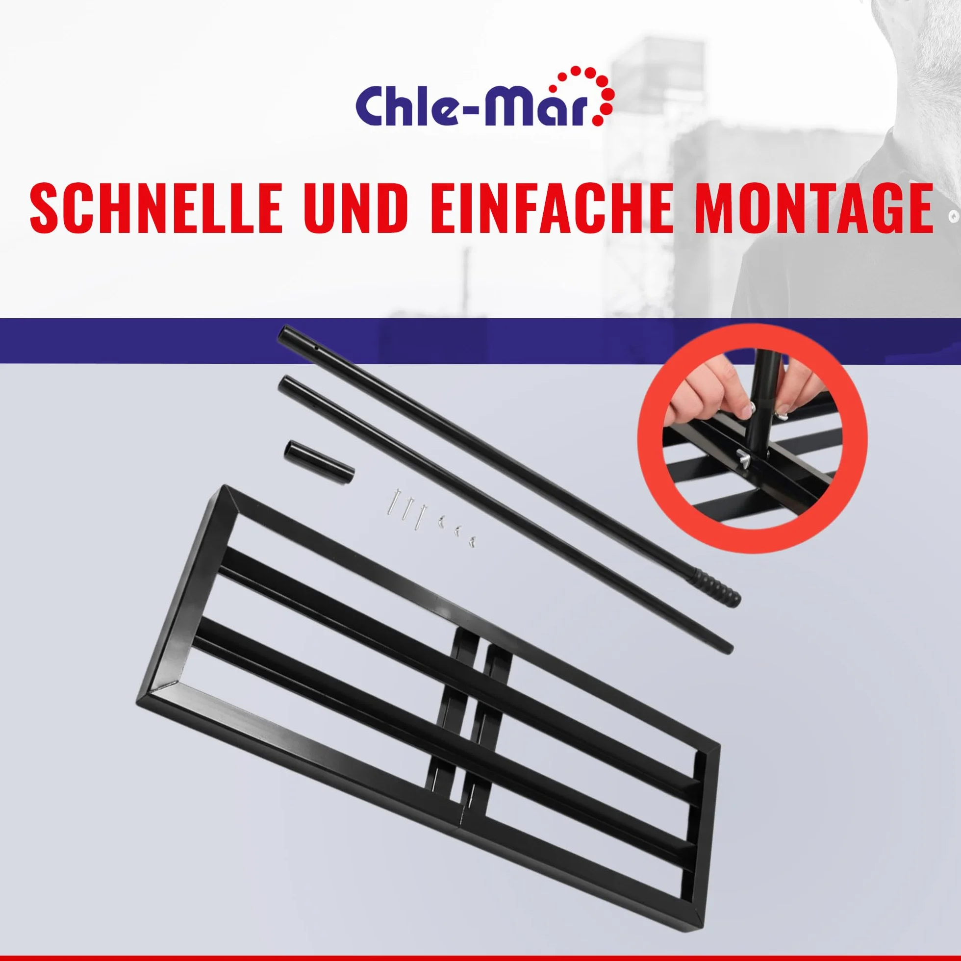 Niwelator do trawnika ze stali 90×30 cm trzonek 170 cm Chle-Mar