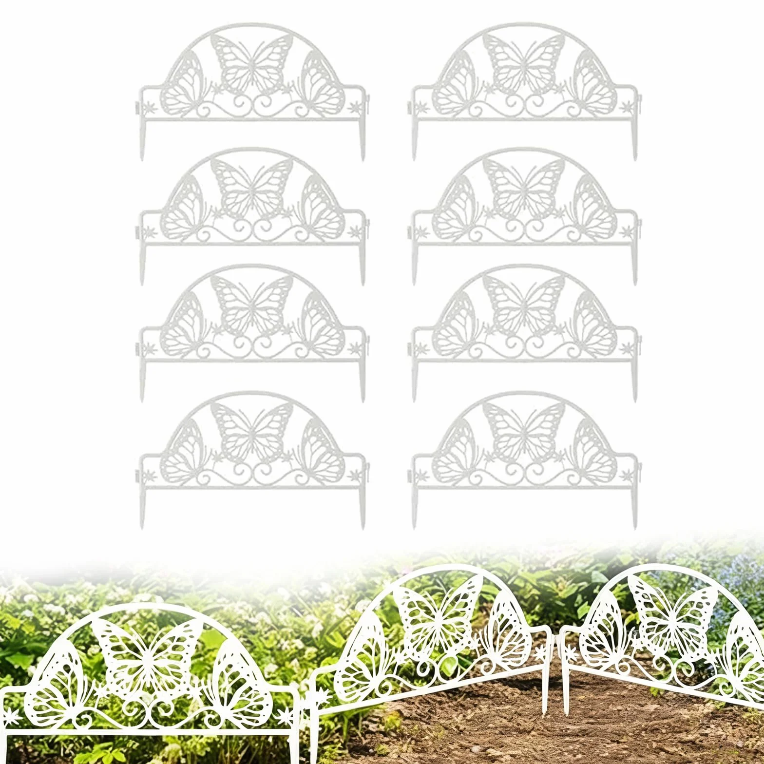 Panel ogrodzeniowy z tworzywa sztucznego 8 sztuk 400 cm biały