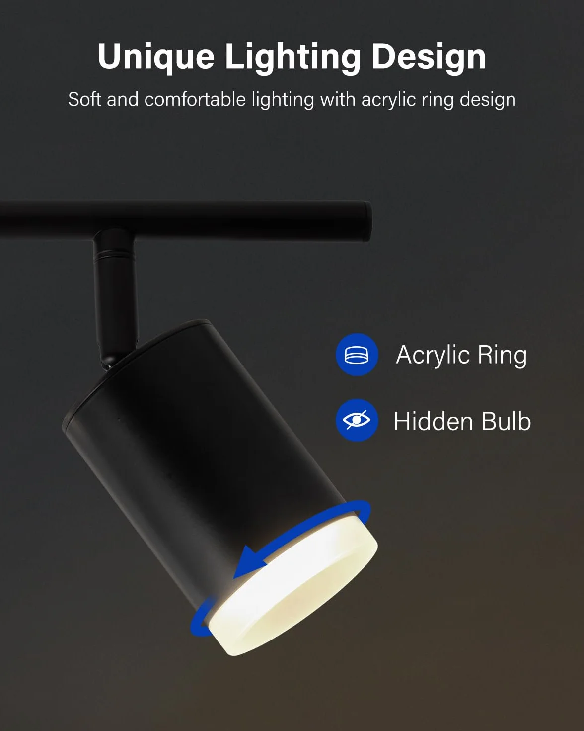 Leselux Lampa sufitowa LED Obrotowa, 6-kierunkowa regulowana oprawa sufitowa z podstawą GU10, nowoczesna matowa czarna lampa punktowa do kuchni, sypialni, salonu, lampa nie jest dołączona