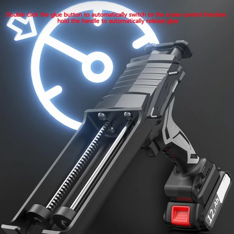 Elektryczny pistolet do klejenia – bezprzewodowy, podwójna rurka z baterią 2,0 Ah, światło LED, 6 ustawień prędkości do precyzyjnego uszczelniania i uszczelniania