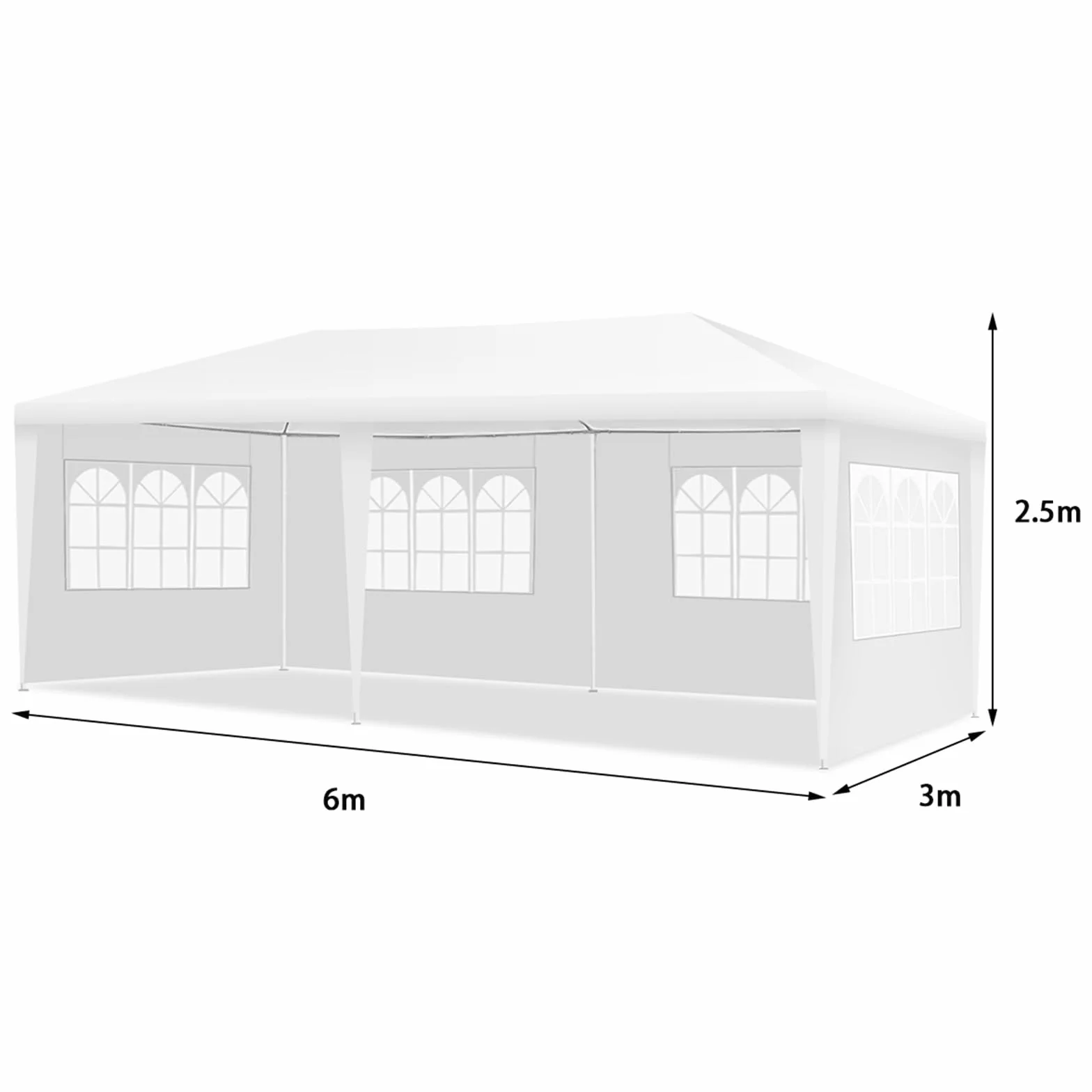 COSTWAY Pawilon ogrodowy 3 x 6 m z 4 ścianami bocznymi i oknami namiot imprezowy ochrona UV