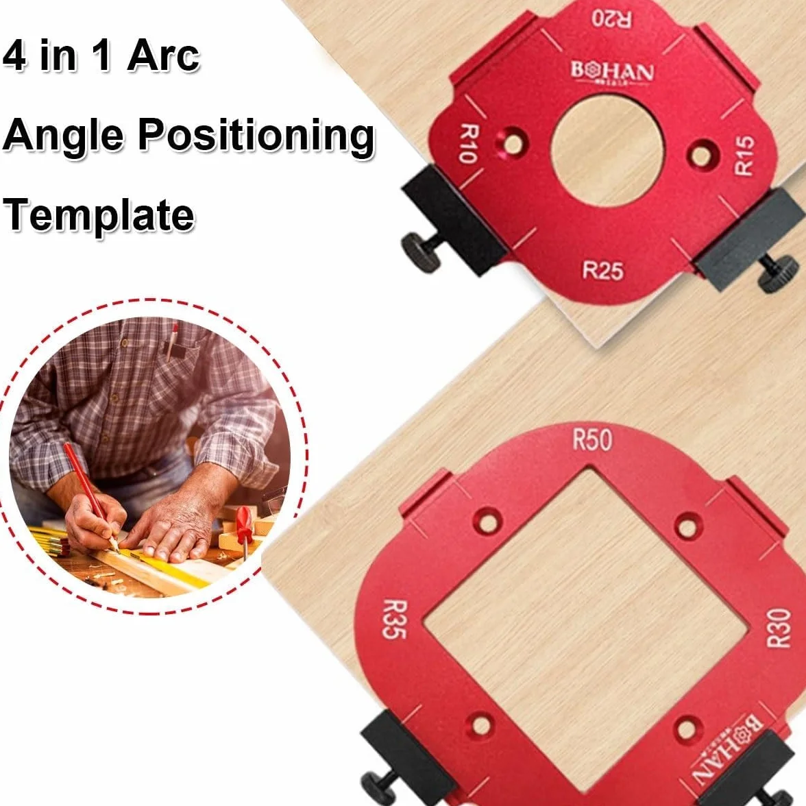 2 sztuki szablon do frezarki jig radius, szablony frezarskie do frezarki górnowrzecionowej, do obróbki drewna R10 R15 R20 R25 R30 R35 R40 R50 szablony do frezowania promieniowego - precyzyjna obróbka