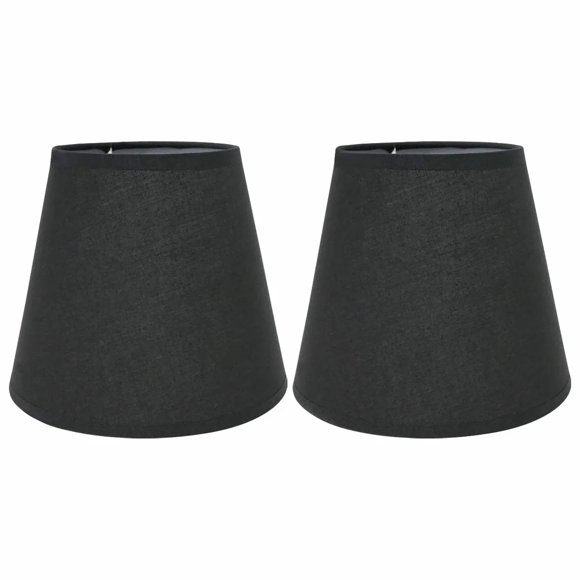 2 sztuki abażurów E14/E27 do lamp stołowych, lamp ściennych, kryształowych żyrandoli, abażur Górny 10 cm x Wysokość 14 cm x Dolny 16 cm, Czarny