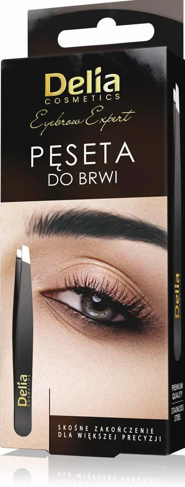 Delia Cosmetics – Pęseta Do Brwi Eyebrow Expert – Precyzyjne Wykończenie – Wysoka Jakość Stali Nierdzewnej