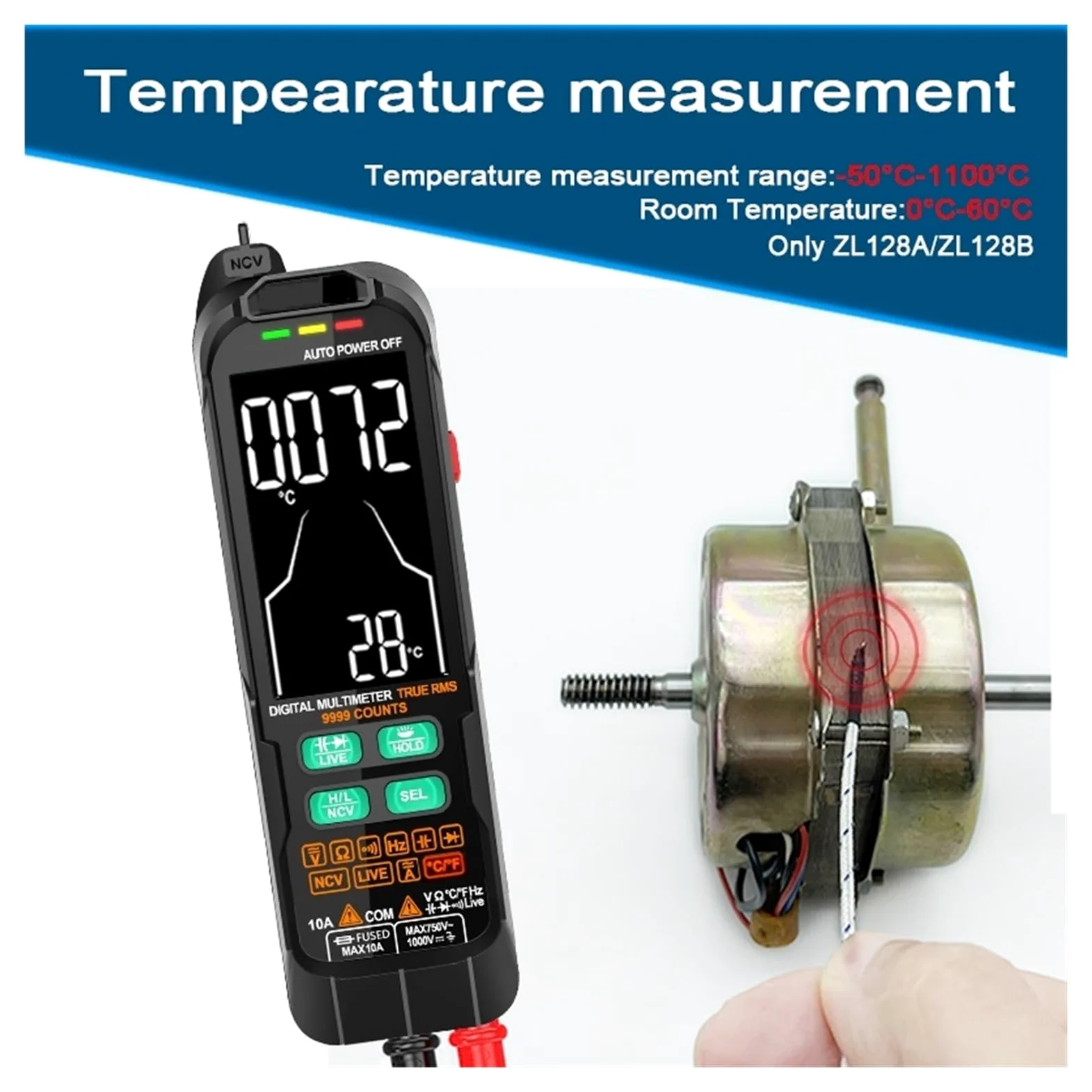 Inteligentny Multimetr Cyfrowy Mini Automotive Profesjonalny Tester True RMS NCV AC DC Tester Napięcia Przenośny Miernik Elektryczny Dokładny Pomiar(128B PRO)