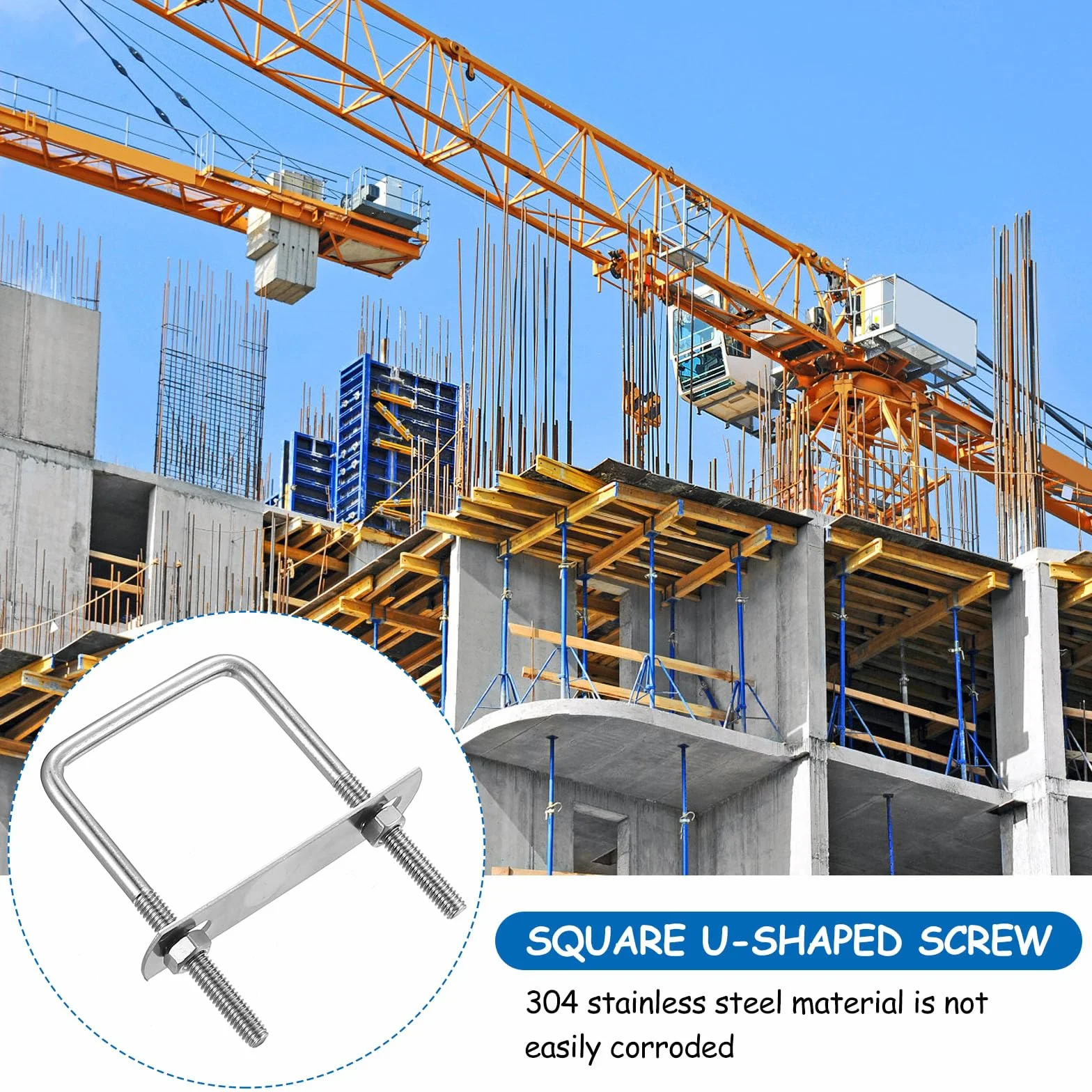 6 sztuk śrub pałąkowych M6 50 x 80 mm, pałąk U z gwintem, obejma pałąkowa ze stali nierdzewnej, śruby U, śruby U z nakrętkami i płytą ramową do mocowania rur, naprawy samochodu