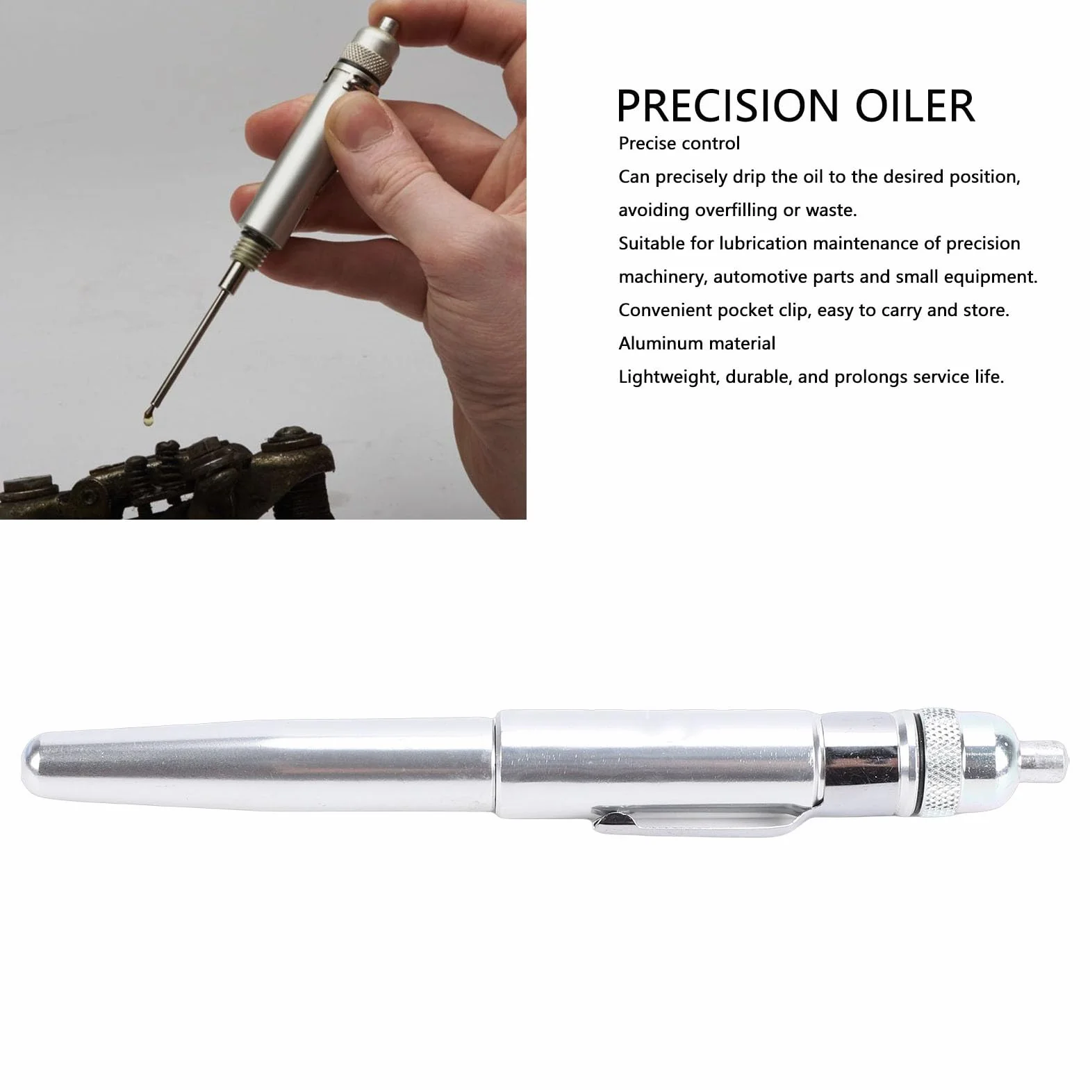 Generic Pinpoint Metal Precision Oiler Przenośny Pisak do Smarowania Szczelna Konstrukcja do Napraw Samochodowych Pojemność 15 Ml