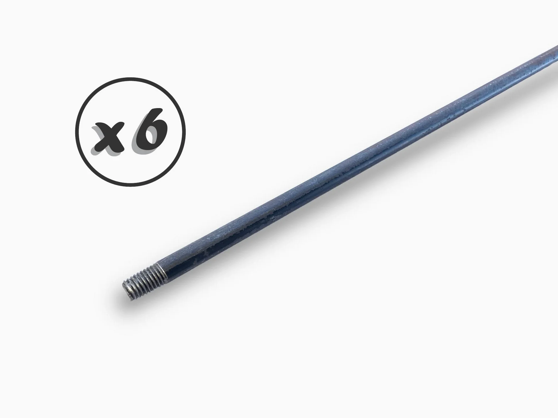 Zestaw 6 okrągłych prętów stalowych 100 cm do szczotki rurowej Kibros | Złączka gwintowana M12*175 męska | Kibros 4TMMx6