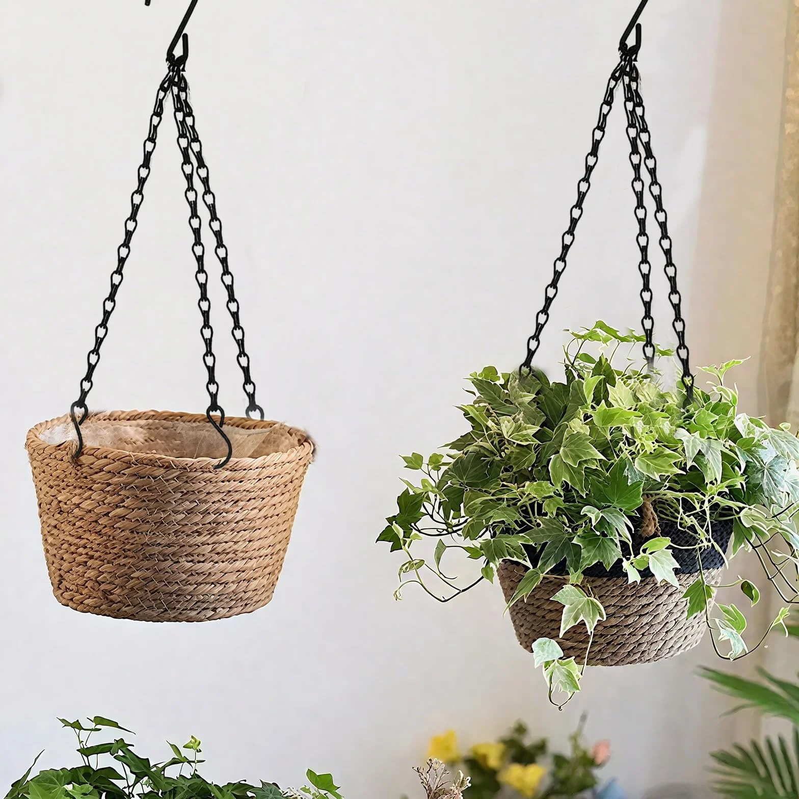 Wiszące łańcuchy do koszyka 40 cm czarny łańcuch do doniczek