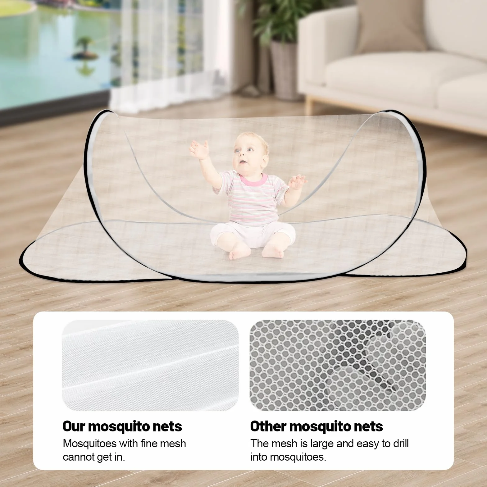 Moskitiera Pop Up 200 × 80 × 56 cm, podróżna siatka na komary, do domu i na kemping