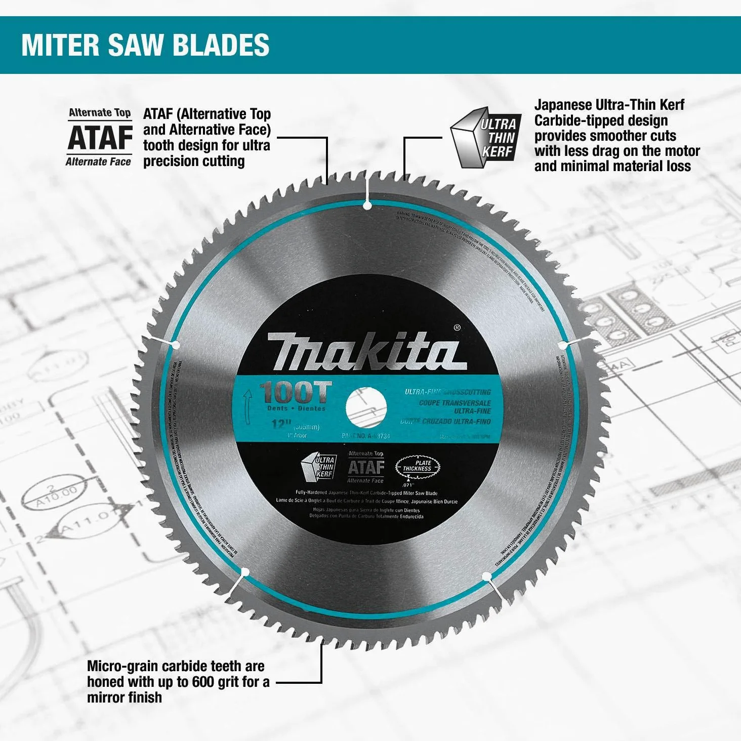 Makita A-93728 30 cm 80 zębów mikro polerowane ostrze ukośne
