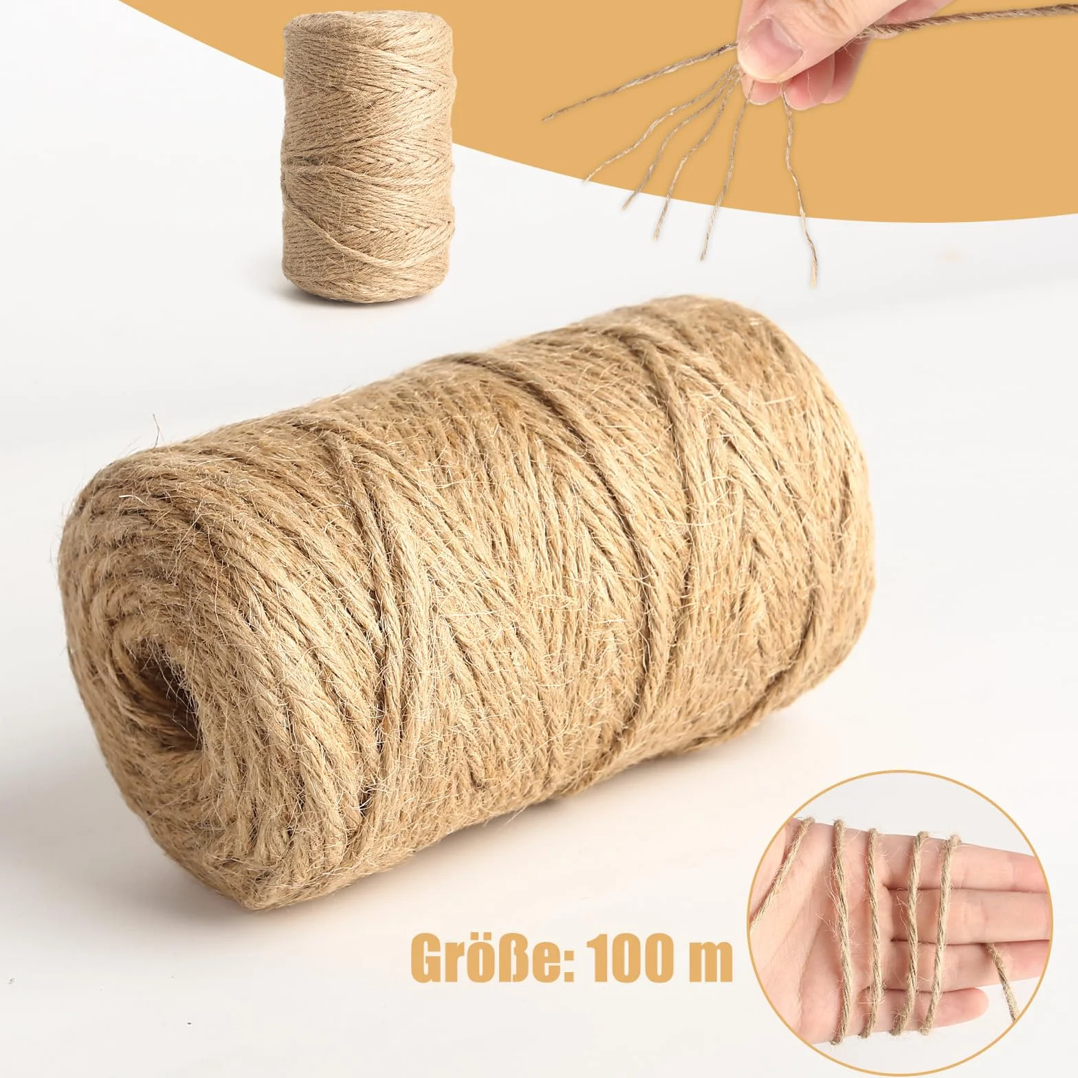 VGOODALL Rodzaj narzędzia 100 m sznurek jutowy, sznurek ogrodowy, naturalny sznurek jutowy, sznurek dekoracyjny, sznurek do majsterkowania, do prac artystycznych, prac ogrodowych