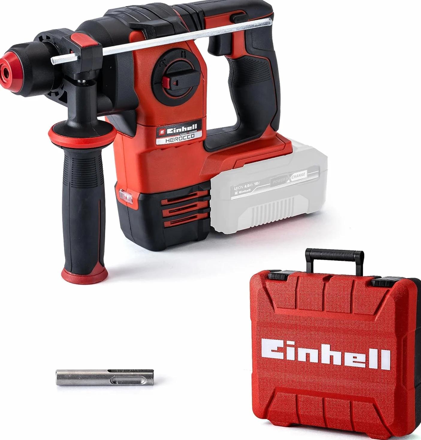 Einhell Herocco Młot Udarowy, Czerwony/Czarny, ‎27.5 x 10 x 20.8 cm; 2.12 kg & kwb 240290 SDS-Plus zestaw dłut