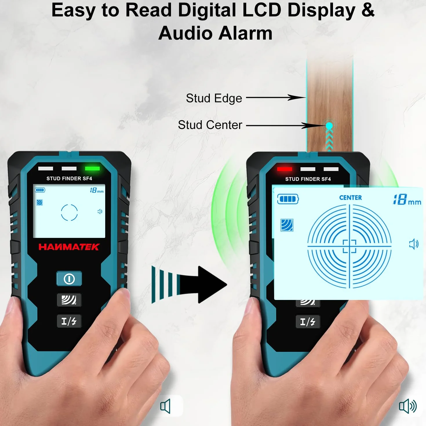 HANMATEK Stud Finder Skaner Ścienny 5 w 1 Lokalizator Metalu Śrub Gipsu z Wyświetlaczem LCD HD