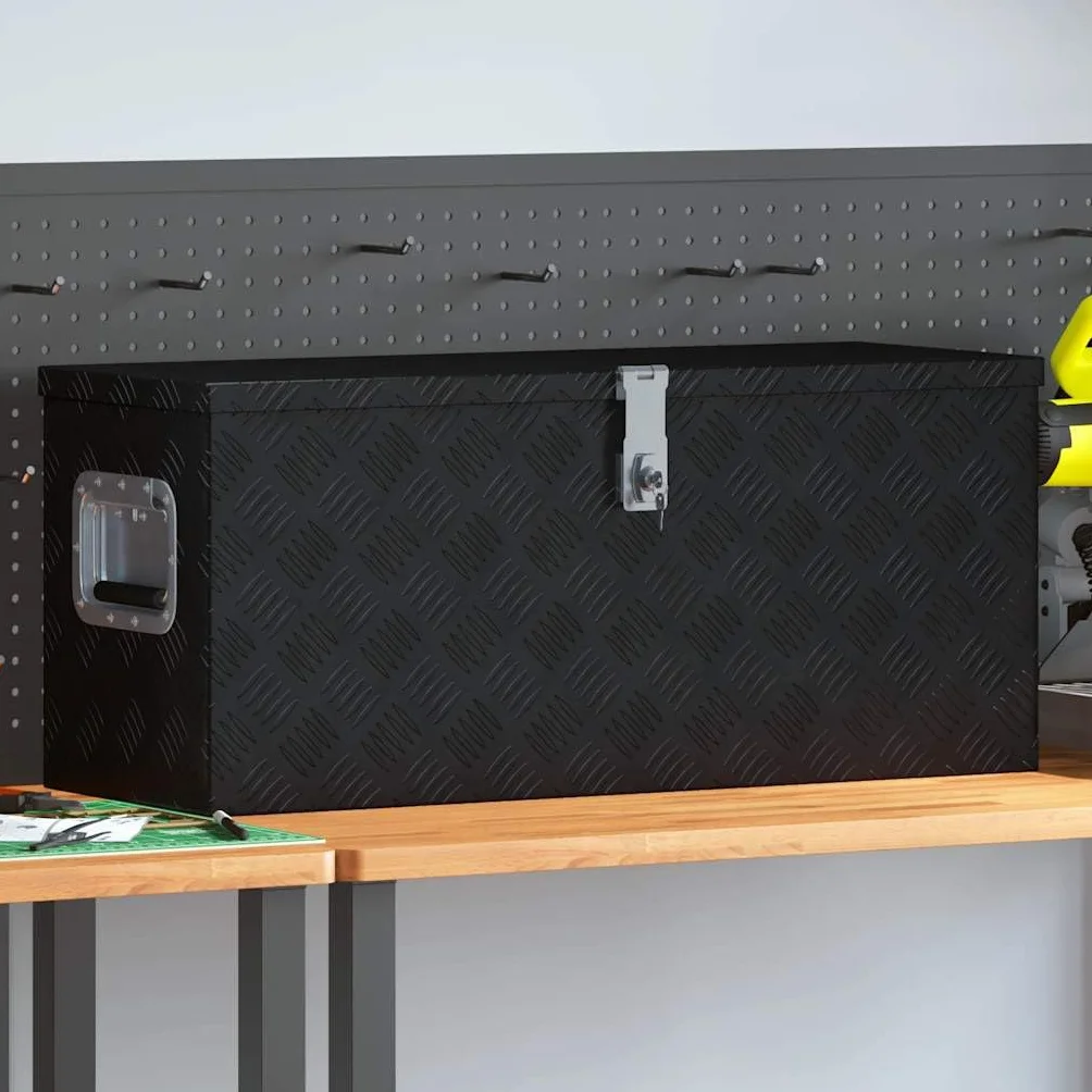 Aluminiowa skrzynka trapezowa, 70 x 24 x 42 cm, srebrna, z systemem zamykania, lekka skrzynka na narzędzia do warsztatu, garażu, gospodarstwa domowego, organizer do przechowywania i transportu