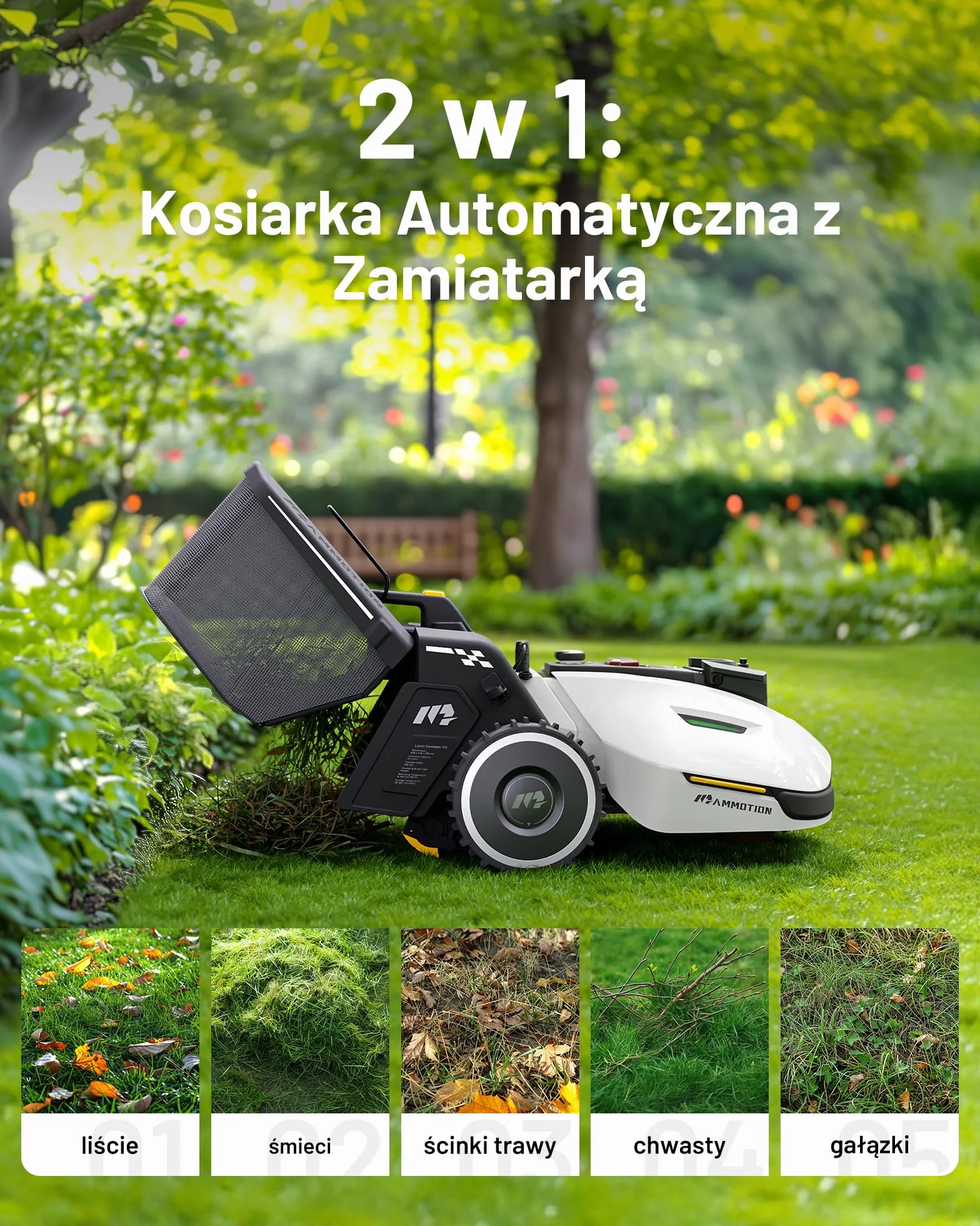 Mammotion YUKA 2000 Kosiarka Automatyczna 2000㎡ 45% UltraSense AI Vision 20-90mm 320mm