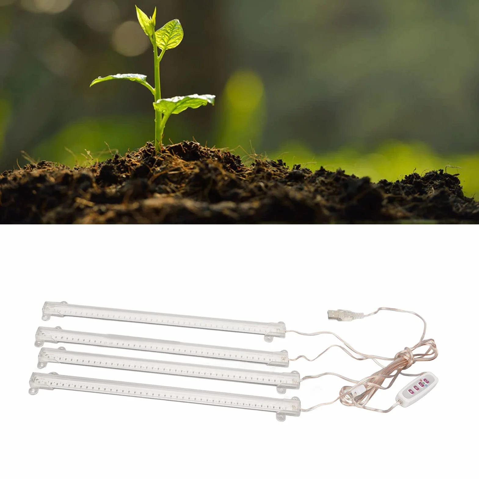 Listwy świetlne LED do Uprawy Roślin Pełne Spektrum 4 Głowice USB Przyciemnianie Timer 4.3W 84 diody czerwone i 84 niebieskie