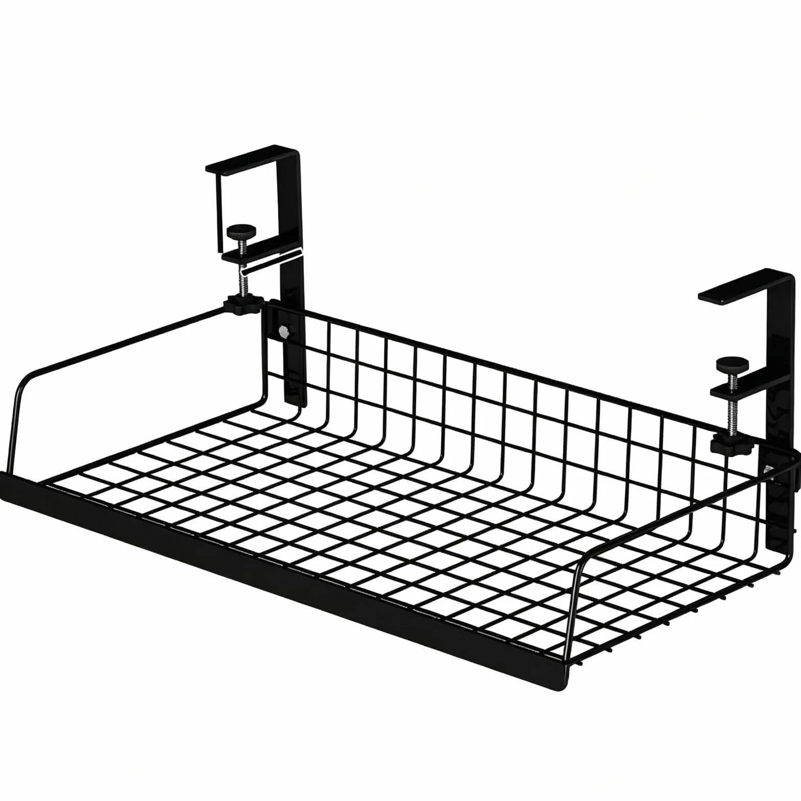 Organizer Kabli Pod Biurko z Zaciskiem, Metalowy Kosz Bez Wiercenia do Home Office i Gaming Desk(Black)