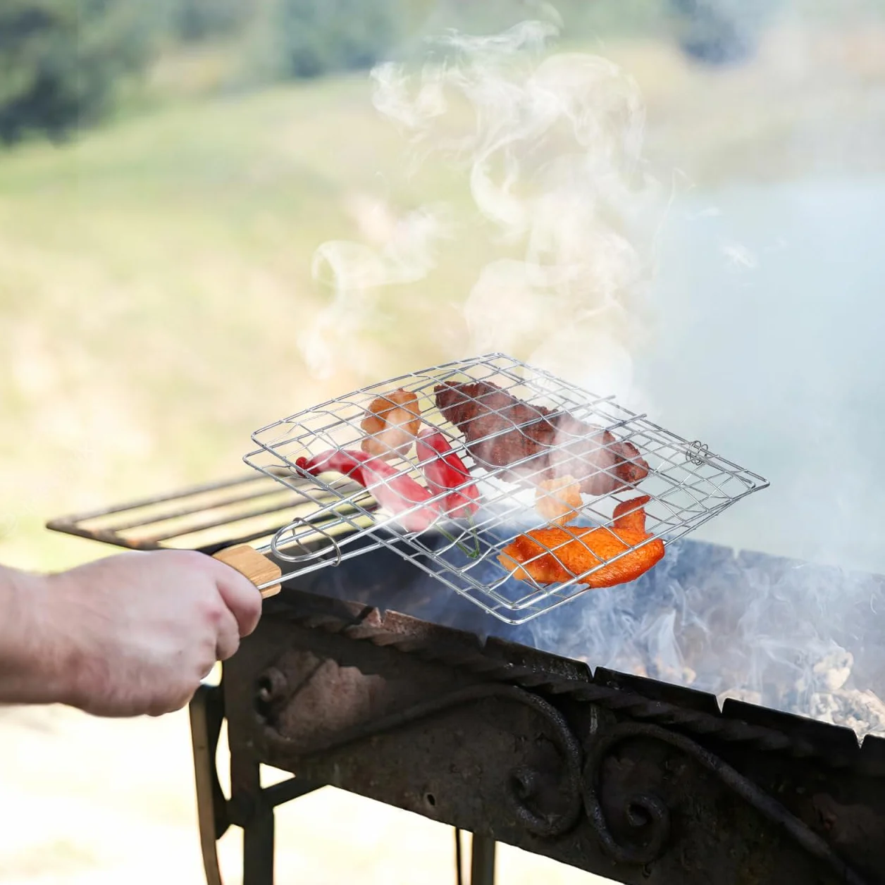 PRETYZOOM 2 sztuki ruszt do grillowania ze stali nierdzewnej do ryb, warzyw, steków