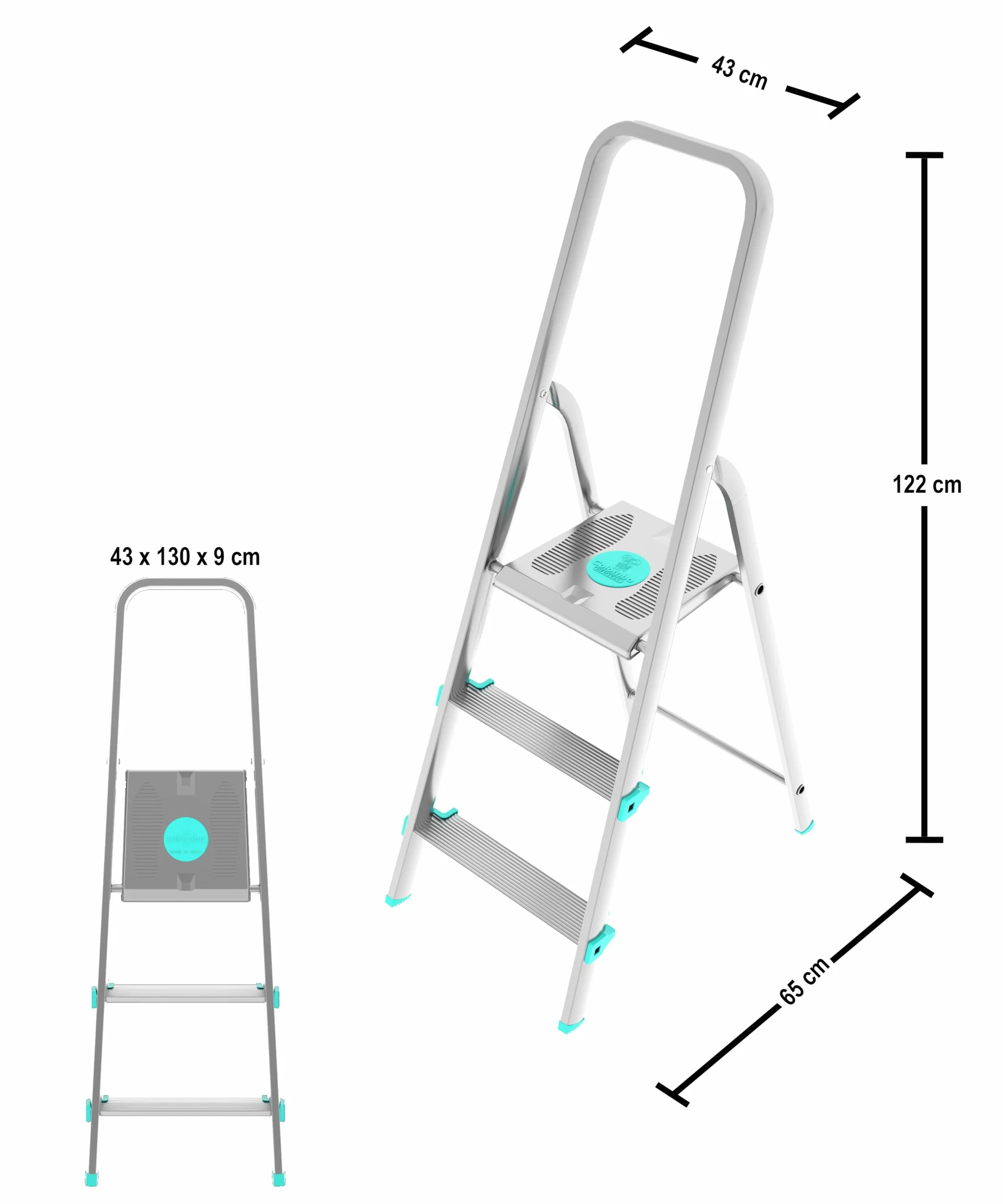 Libellula aluminiowa drabina 3 stopnie srebrna