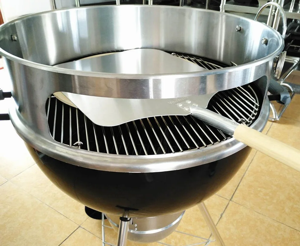 Onlyfire piec do pizzy ze stali nierdzewnej, kompletny zestaw, do grilla kulowego Weber 57 cm i wielu innych modeli, grill do pizzy na węgiel drzewny