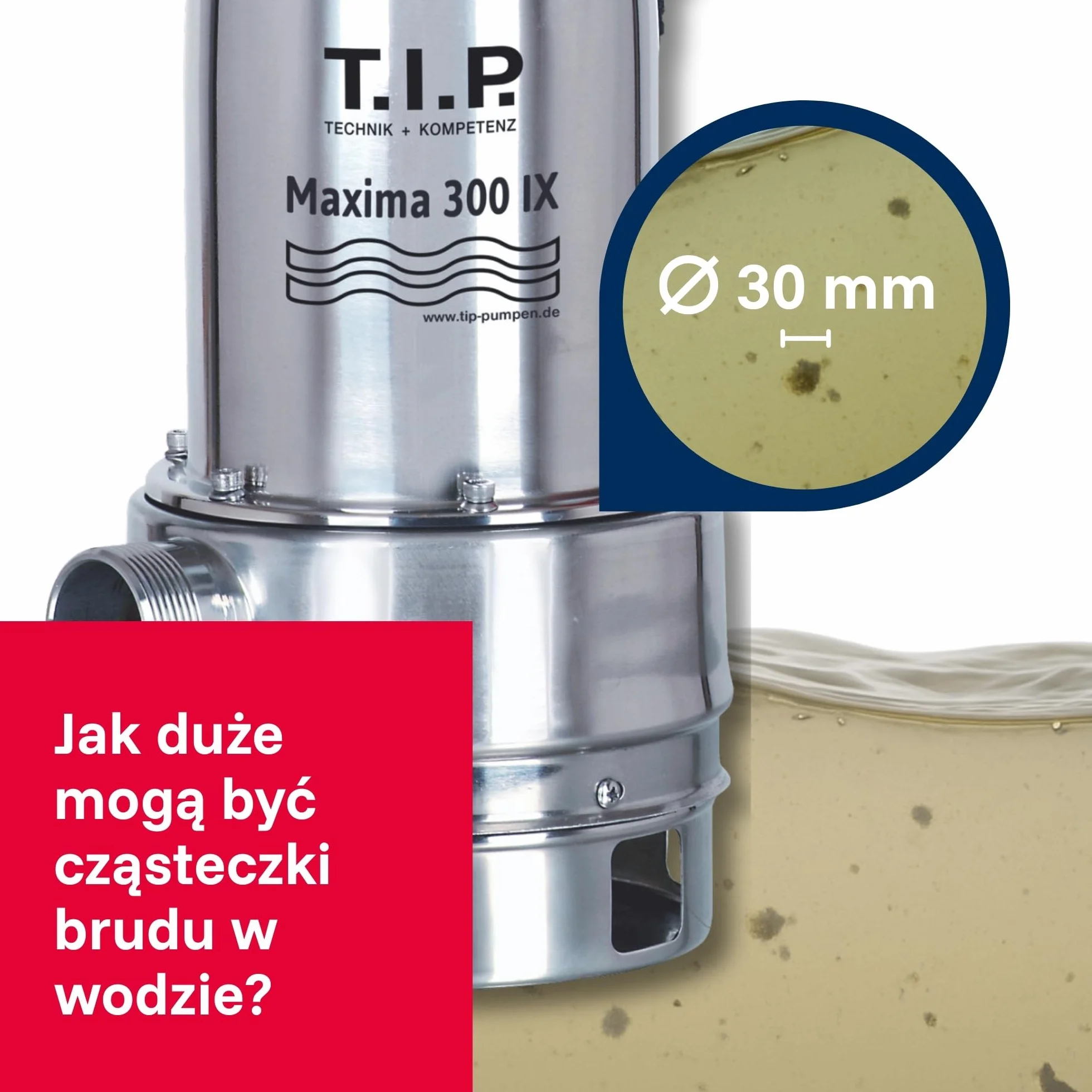 T.I.P. TVX 7000 Pompa Zatapialna do Brudnej Wody, 10m Wąż, Automatyczna, Edelstahl