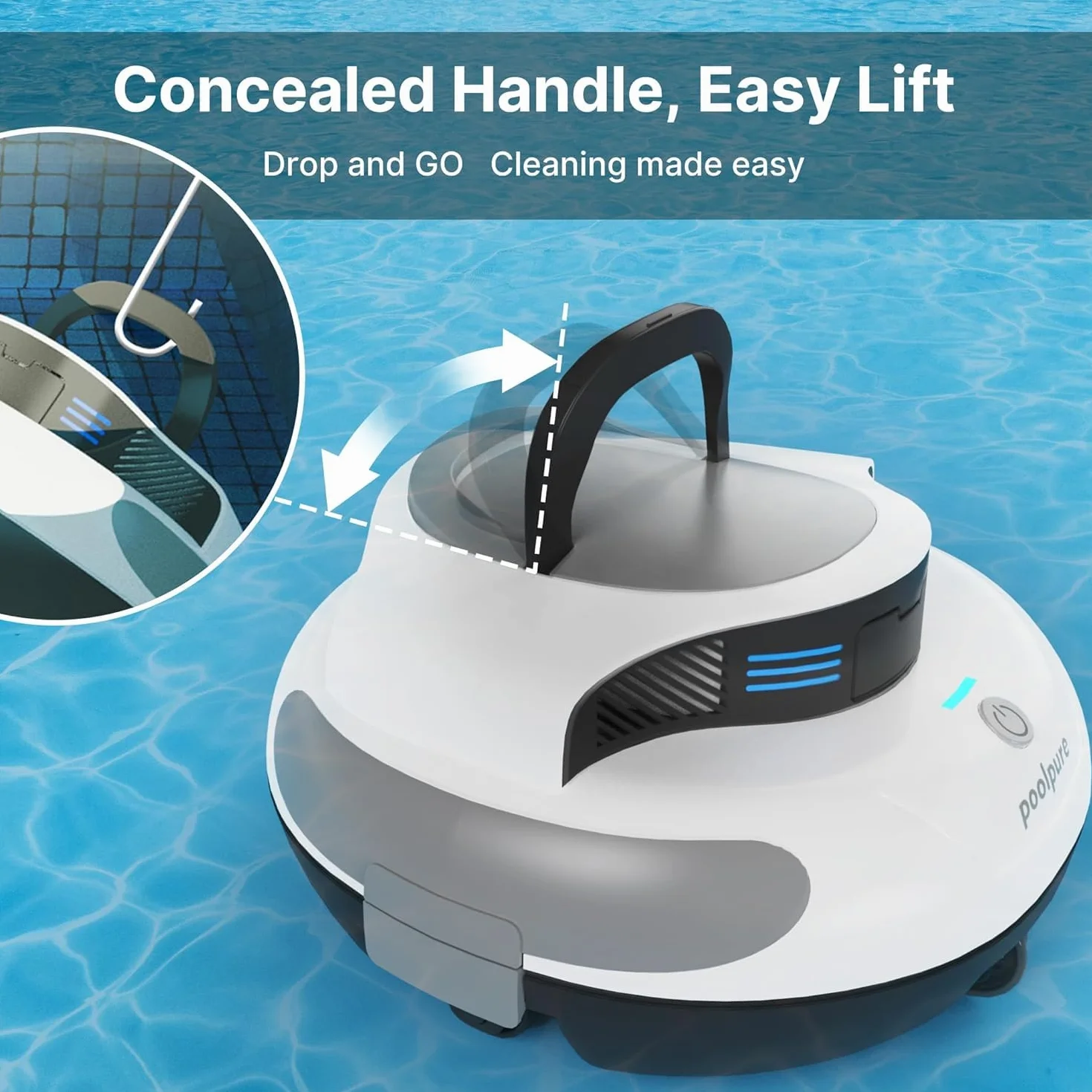POOLPURE Robot basenowy bezprzewodowy 5000 mAh IPX8 podwójny silnik automatyczne parkowanie