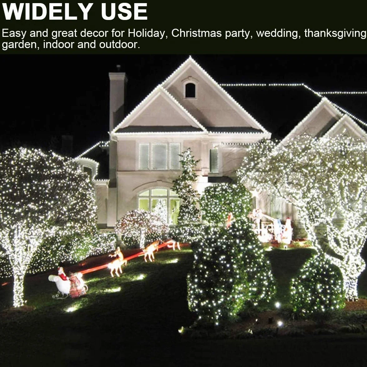 Łańcuch świetlny bożonarodzeniowy, 50M 1000Led 8 trybów świecenia, do użytku wewnątrz i na zewnątrz (white1000led)