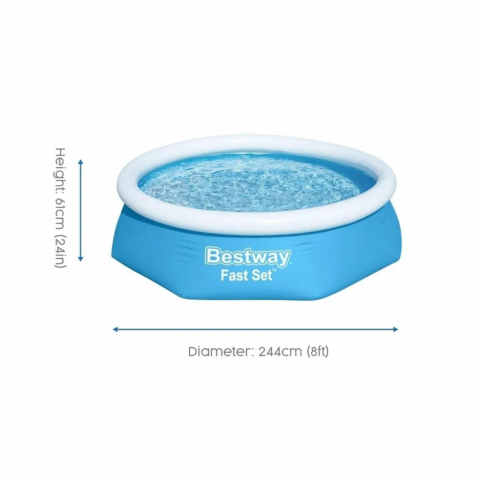 Bestway 57448 Fast Set Pool, Basen 8' x 24"/2.44m x 61cm, Niebieski