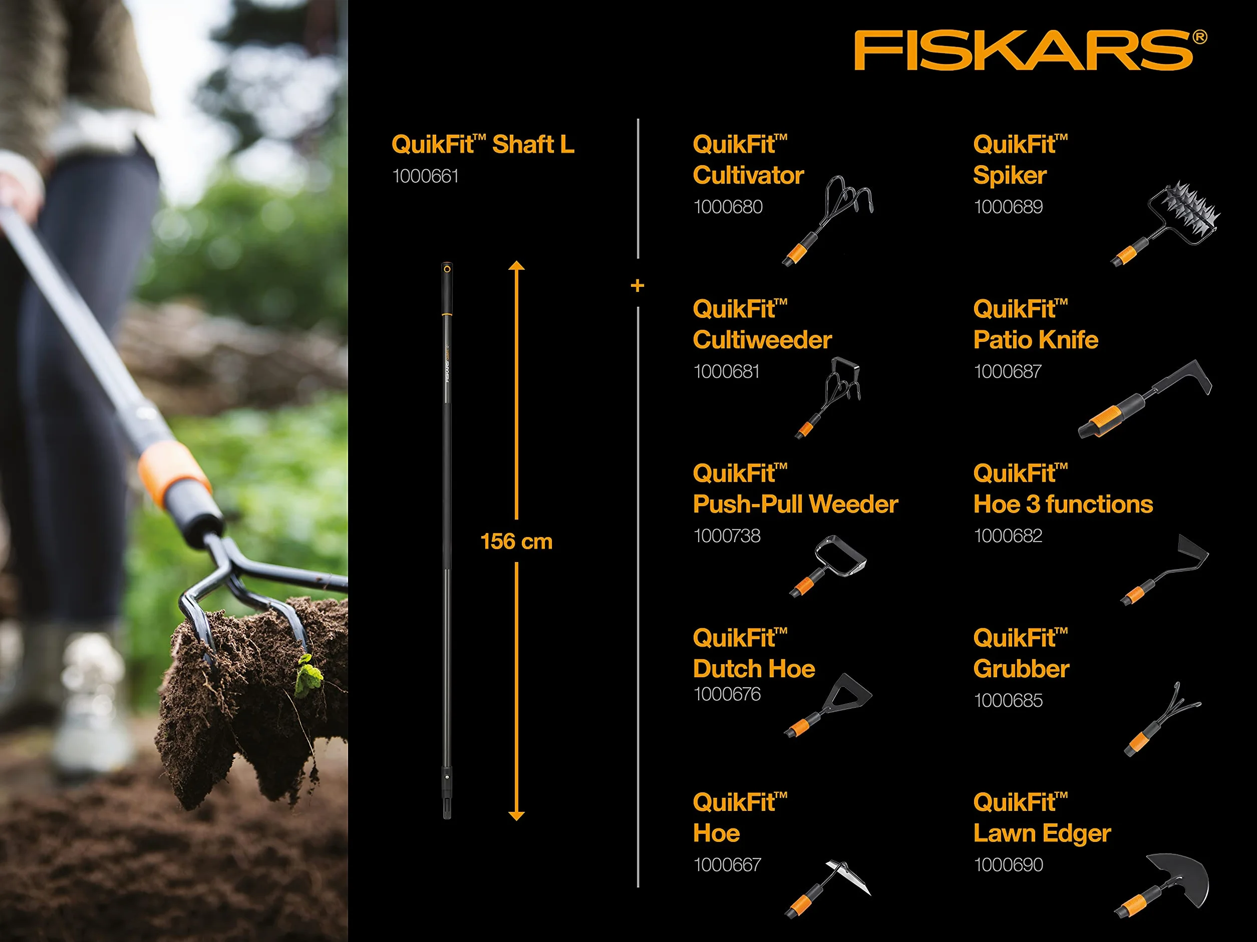 Fiskars Quikfit Motyka 30.5 x 12.5 x 11.5 cm Czarny Pomarańczowy