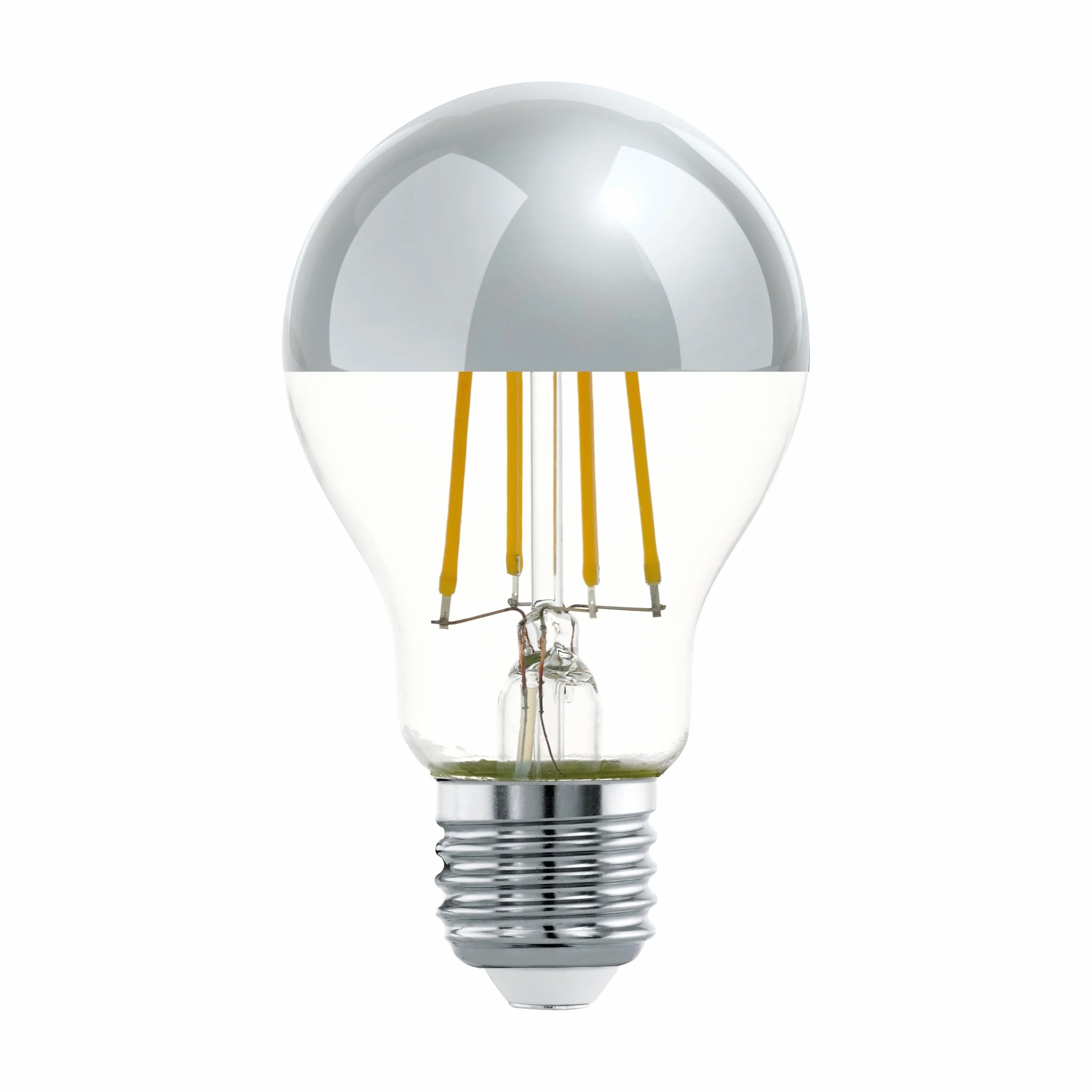 EGLO E27 LED, srebrna lampa lustrzana, Żarówka bezodblaskowa, 7,5 Watt (odpowiednik 60 watt), 806 Lumen, ciepła biel, 2700k, reflektor Żarówka Edisona A60, Ø 6 cm