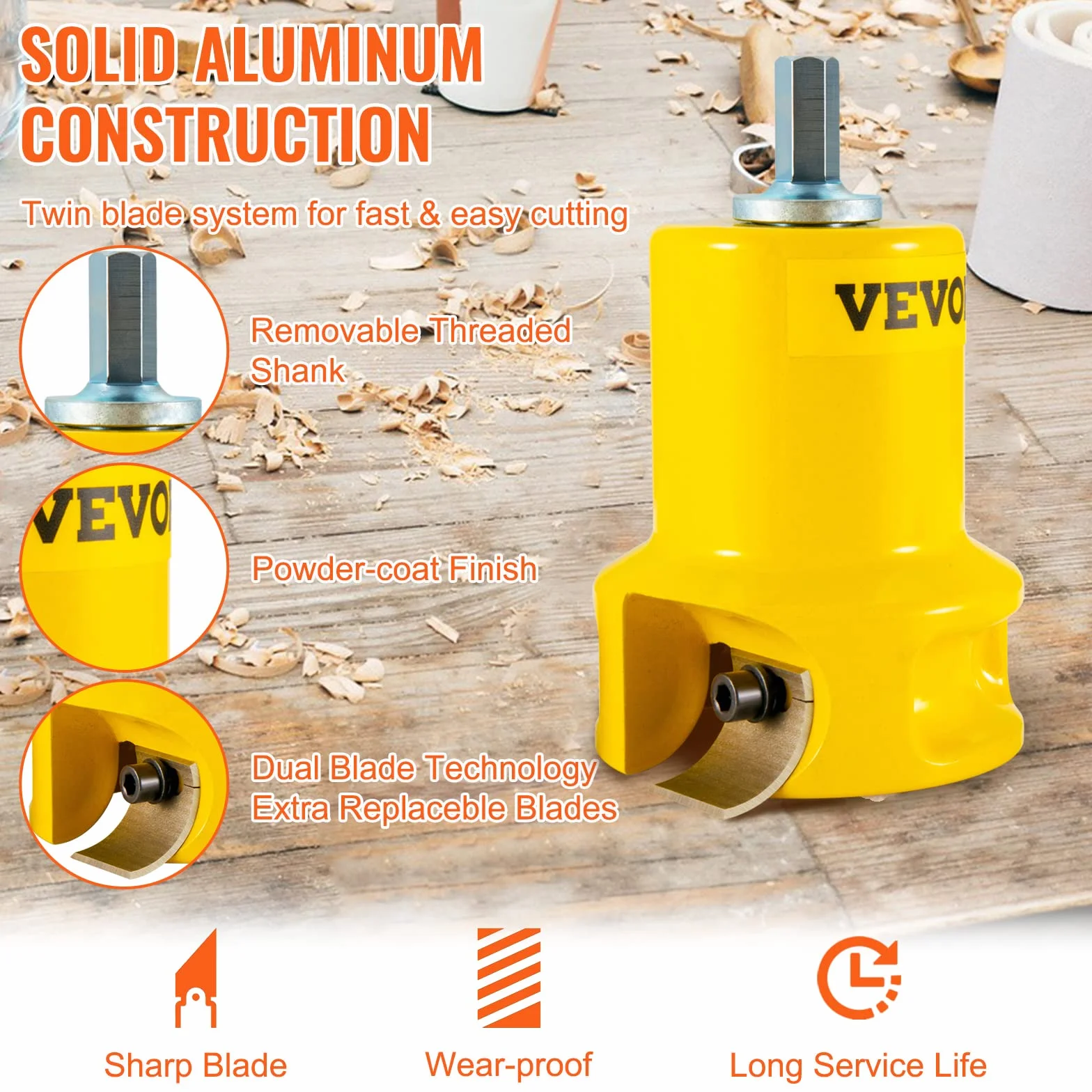 VEVOR Końcówki do tulei 25,4 mm, 38 mm, 50,8 mm, stożkowe uchwyty na ramiona z aluminium i stali, wygięte ostrza zestaw startowy do budowy mebli drewnianych DIY w domu