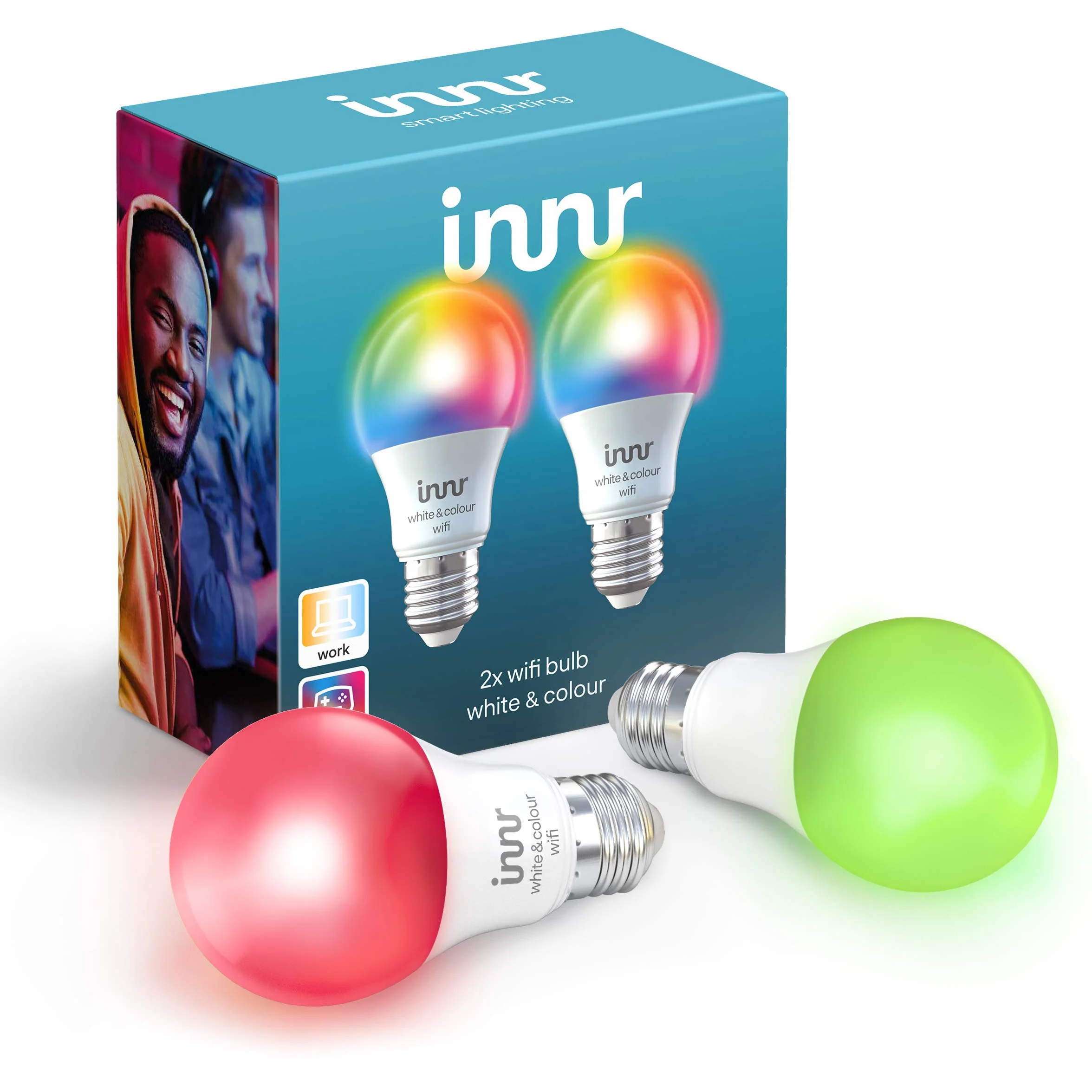 Innr E27 Smart WiFi Bulb White & Color, kompatybilna z Alexa & Hey Google, Wi-Fi (nie wymaga Smart Hub), 16 milionów kolorów, wszystkie odcienie bieli, RGBW