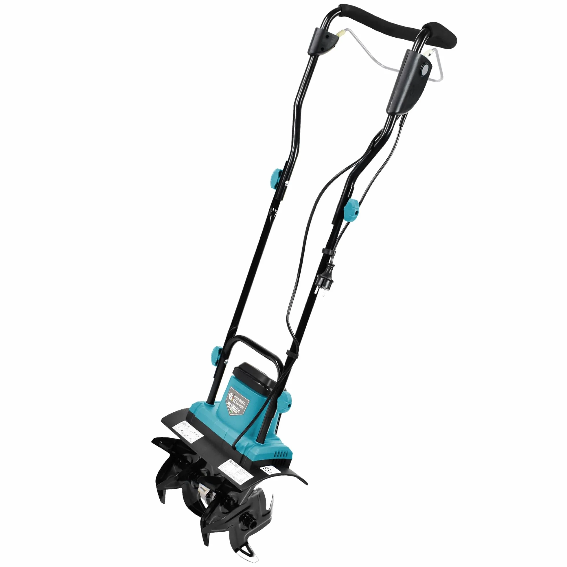 Könner & Söhnen KS 1000T E Glebogryzarka elektryczna, mocne metalowe frezy, szerokość/głębokość robocza 36/22 cm, 1000 W, 230 V, 8 kg, kultywator do podwórek, rabat kwiatowych i ogrodowych