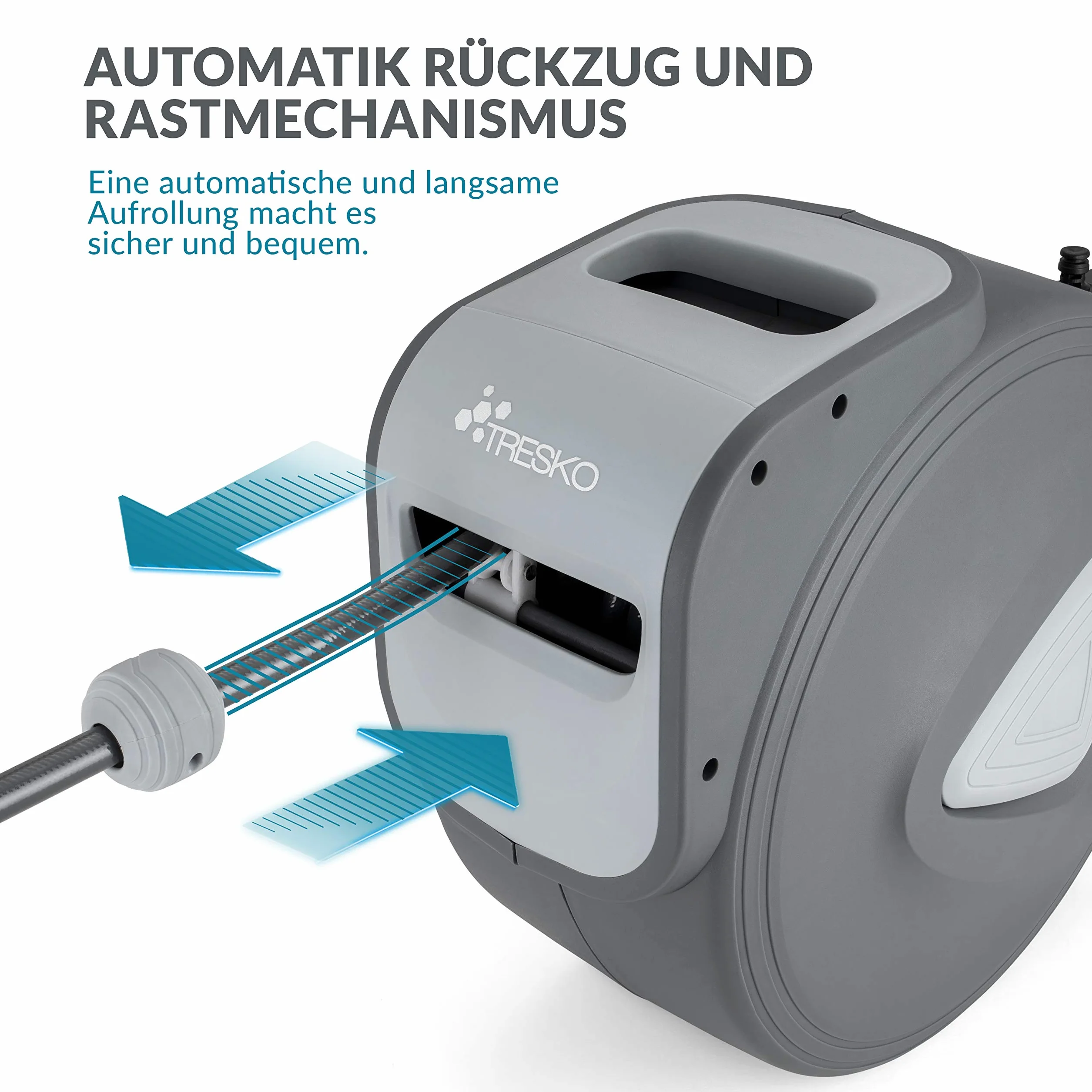 TRESKO Wąż sprężonego powietrza 30 m 1/4", automatyczne przyłącze, bęben