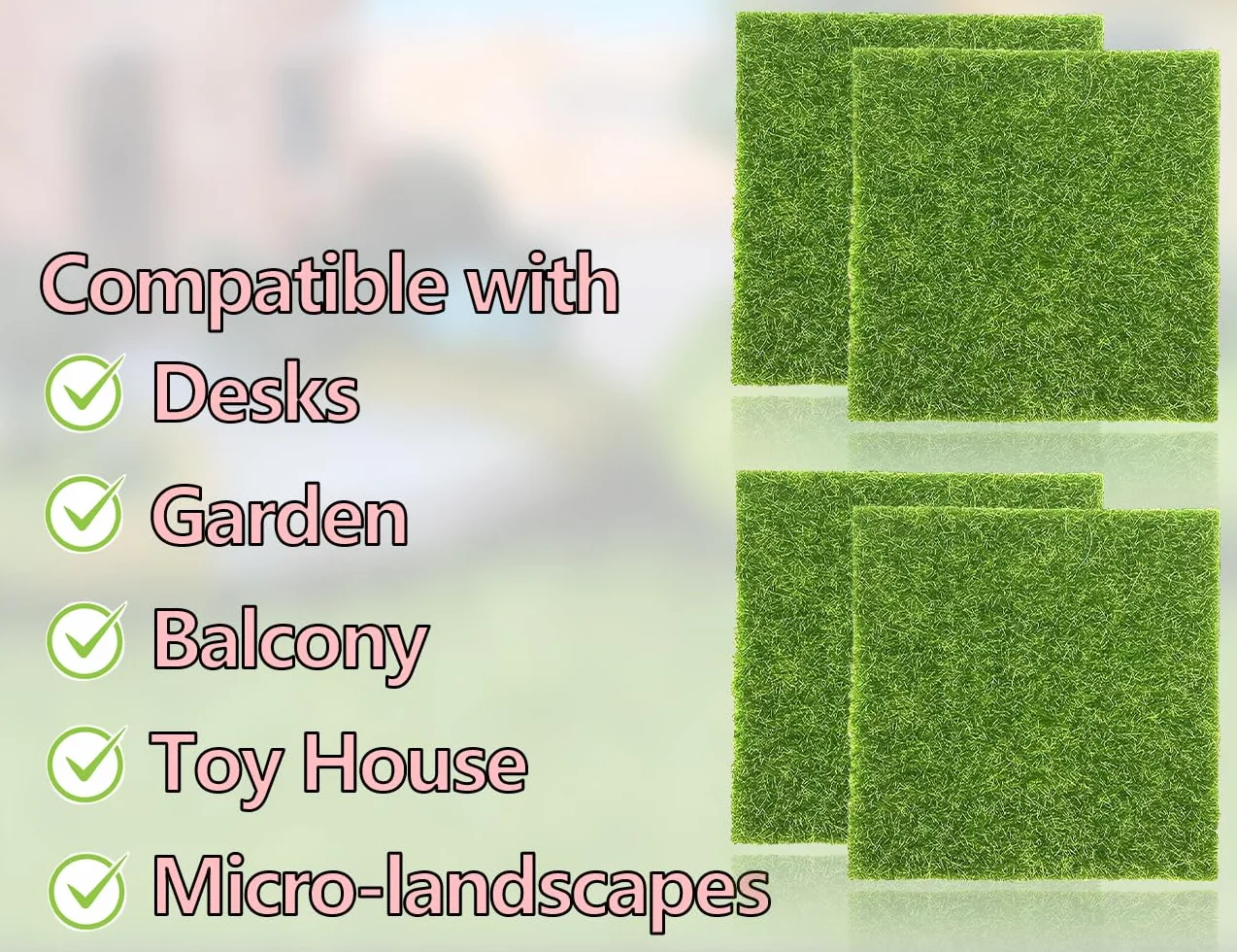 KAPSING 4 szt. sztuczna trawa 15x15 cm dywan miniaturowa dekoracja ogrodu mech DIY