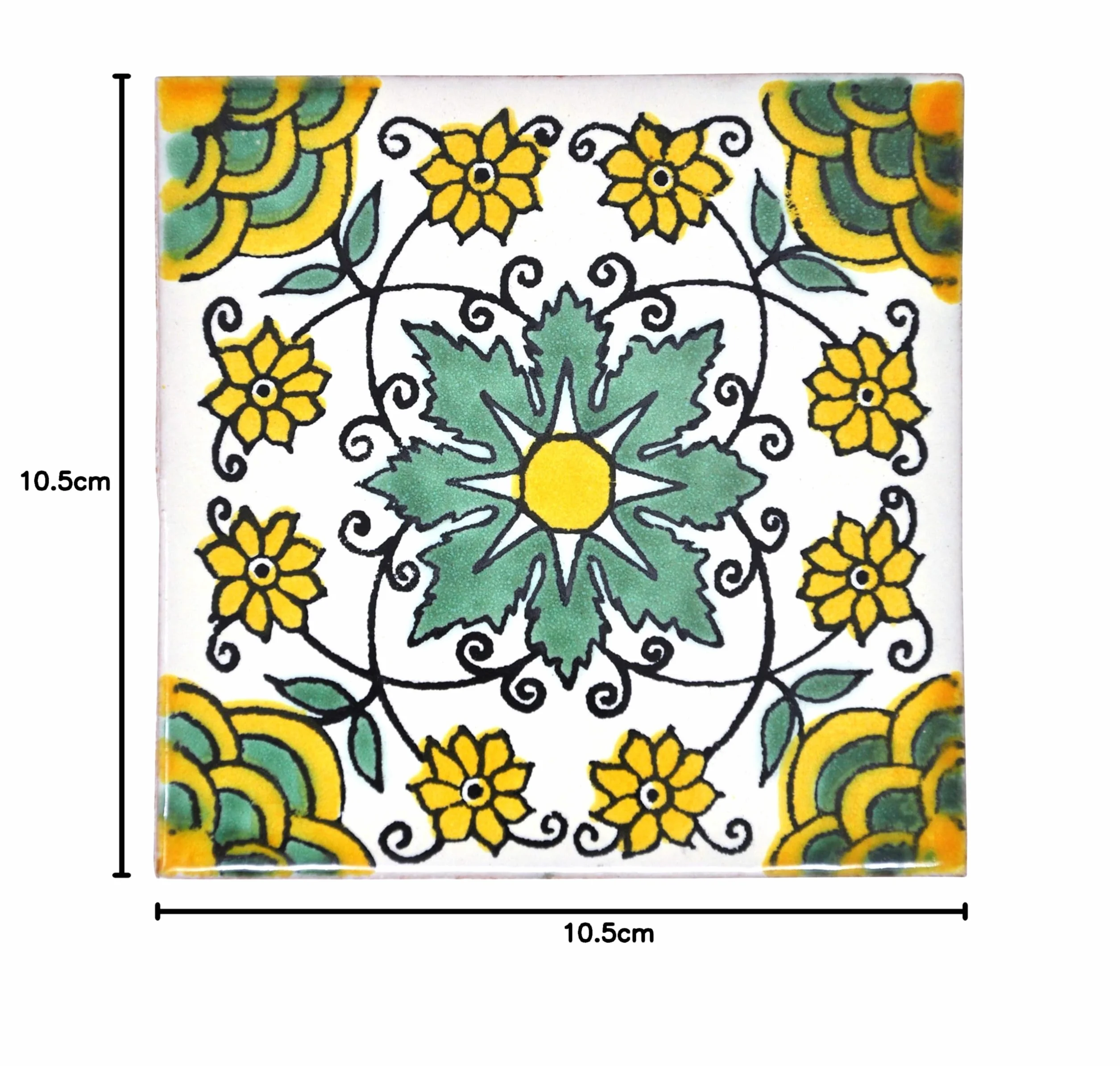 Ceramiczna meksykańska płytka - 10,5 cm - ręcznie wykonana i etycznie wymieniona przez Tumia LAC, NIEBIESKI, 10.5 x 10.5 cm