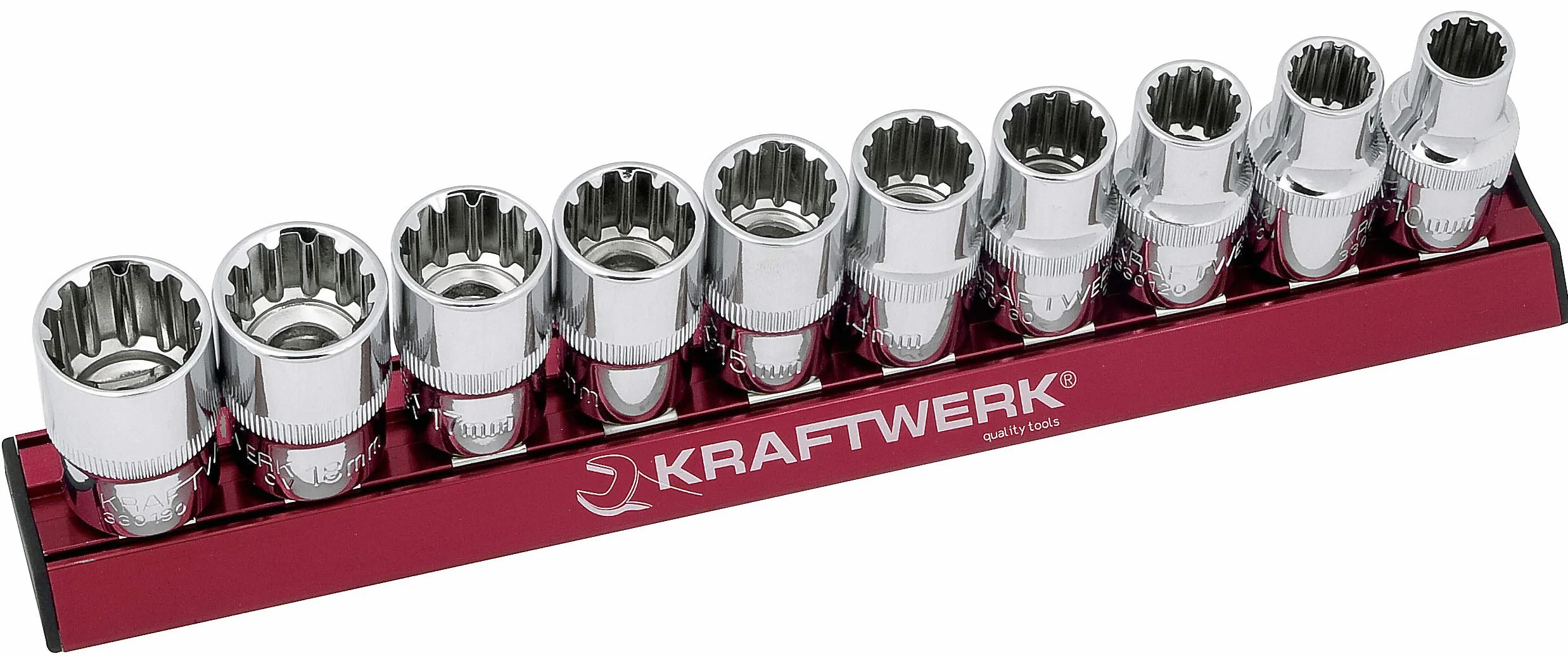 Kraftwerk 330990 10-częściowy zestaw kluczy nasadowych COMBI, Magalu 1/2 cala