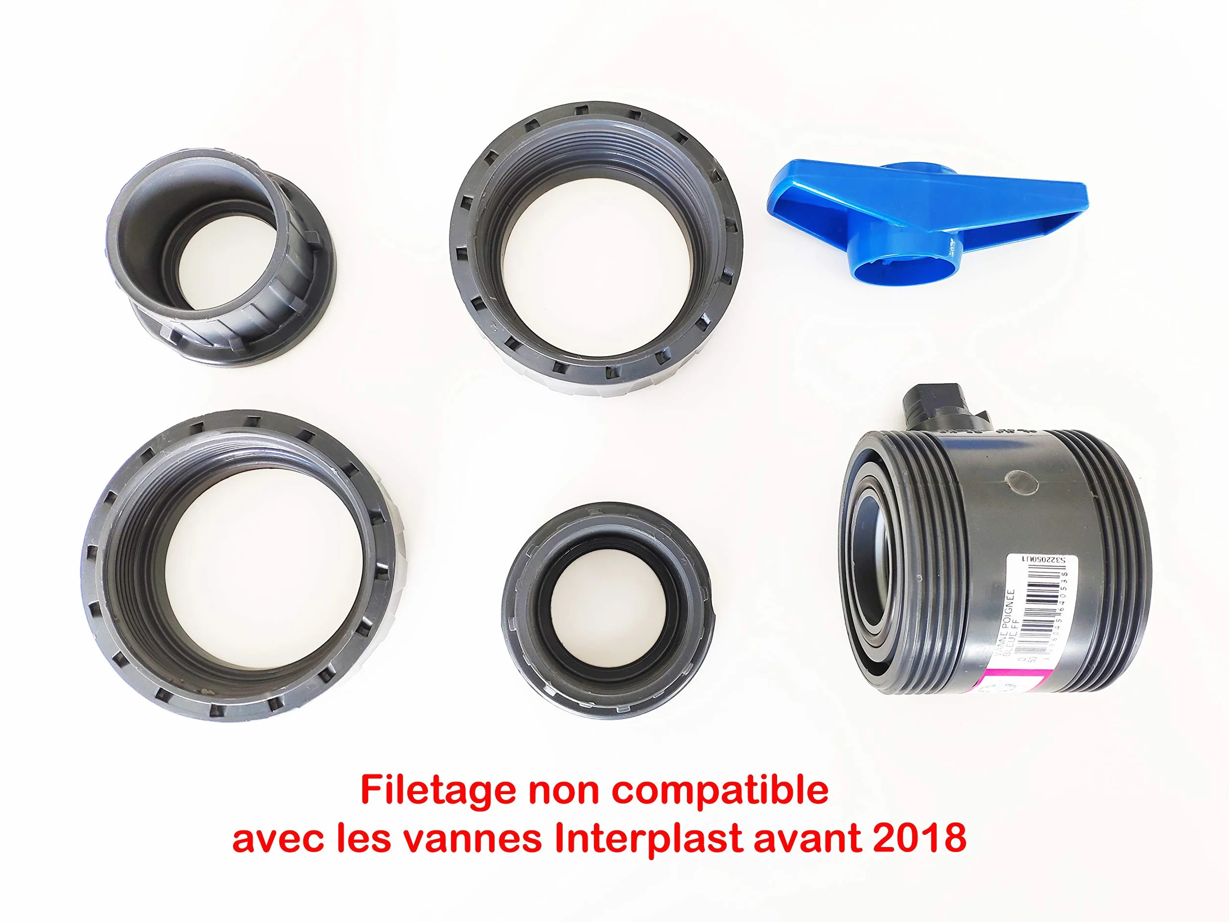 Zawór model 2020 Interplast 50 mm klej podwójny union zdejmowany 5 cm/50 mm PN16 PVC ciśnienie basenu