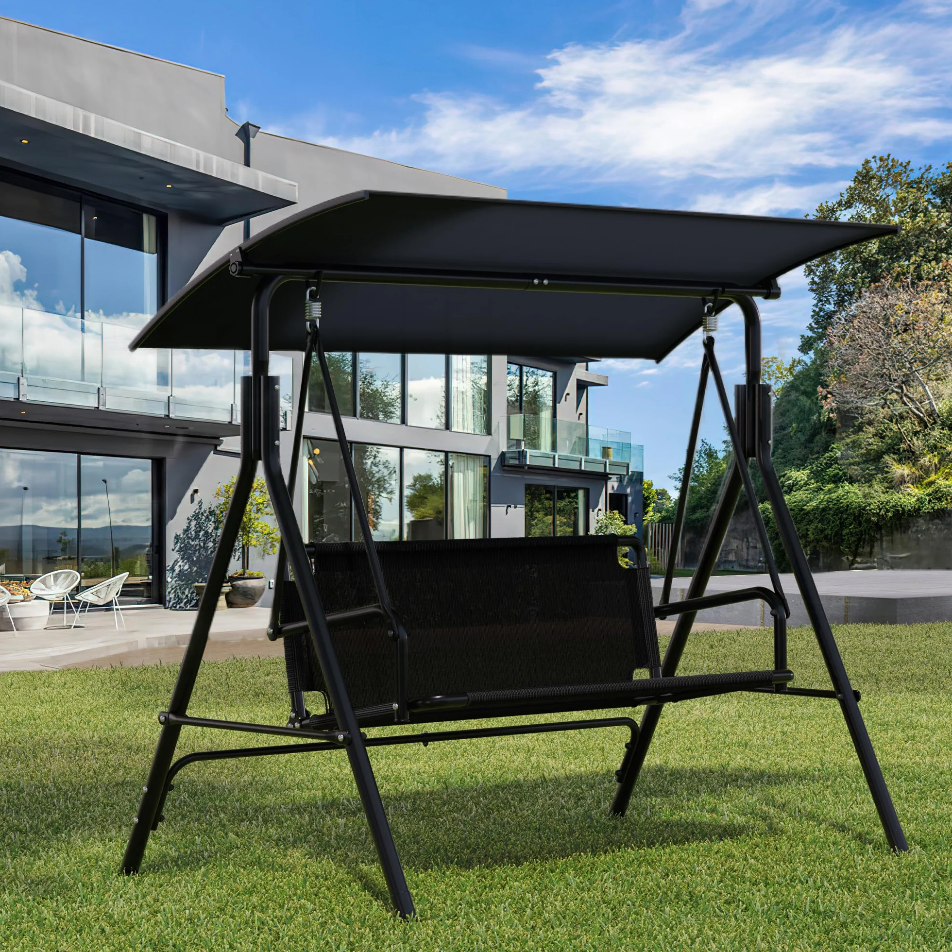 YITAHOME Huśtawka Hollywood 3-osobowa 173x106x156 cm 270 kg z daszkiem przeciwsłonecznym