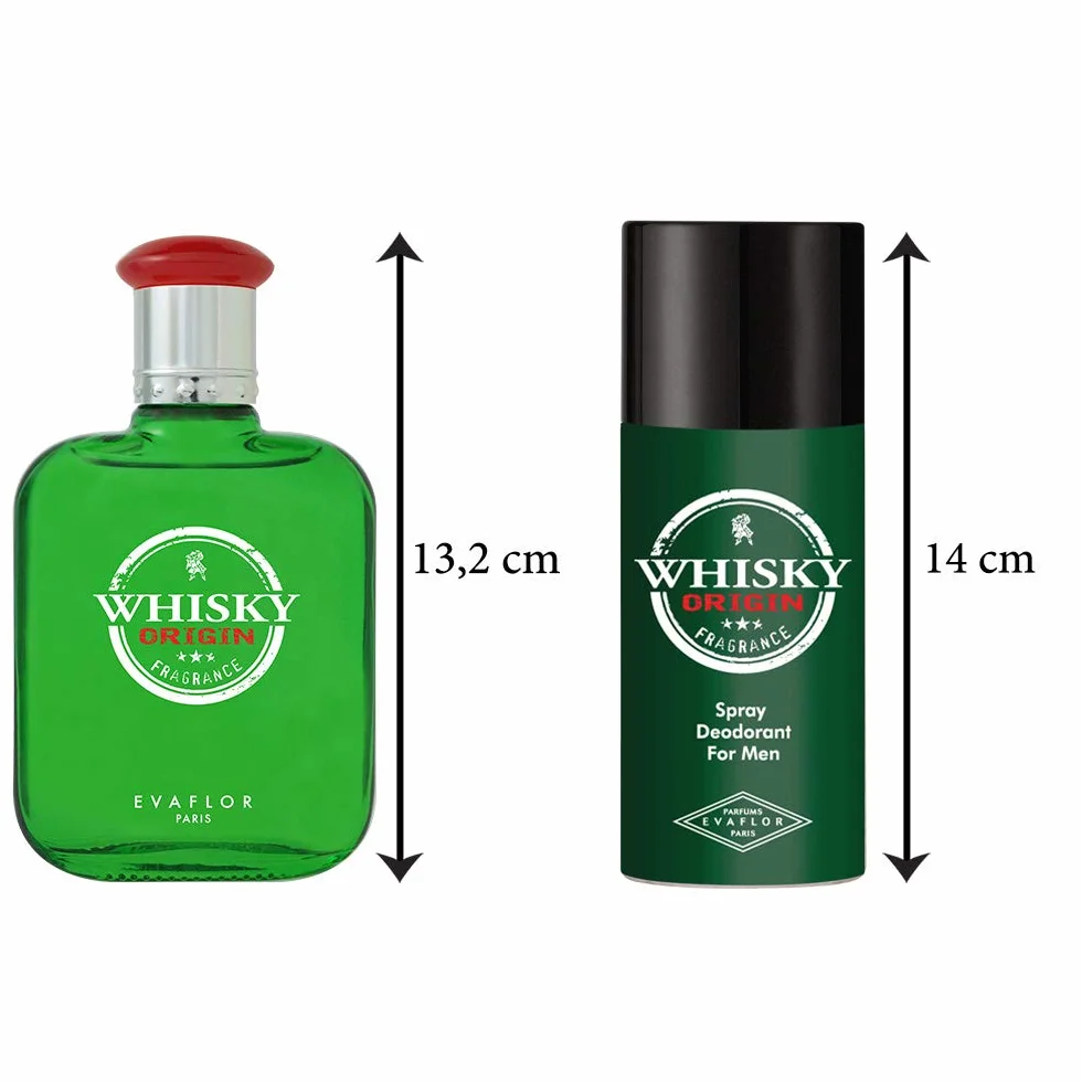 WHISKY Origin • Zestaw Woda toaletowa 100 ml + Dezodorant 150 ml • Spray • Perfumy męskie • Zestaw prezentowy • EVAFLORPARIS