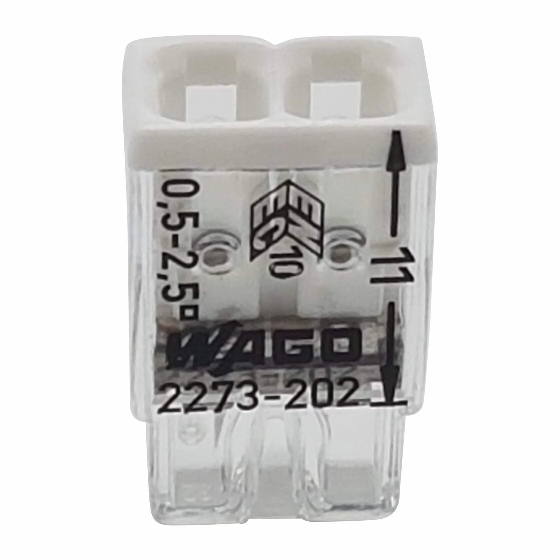 Wago 2273-202 Zestaw 50 zacisków zacisków COMPACT Ø 0,5-2,5 mm² 2 piny przezroczyste/białe