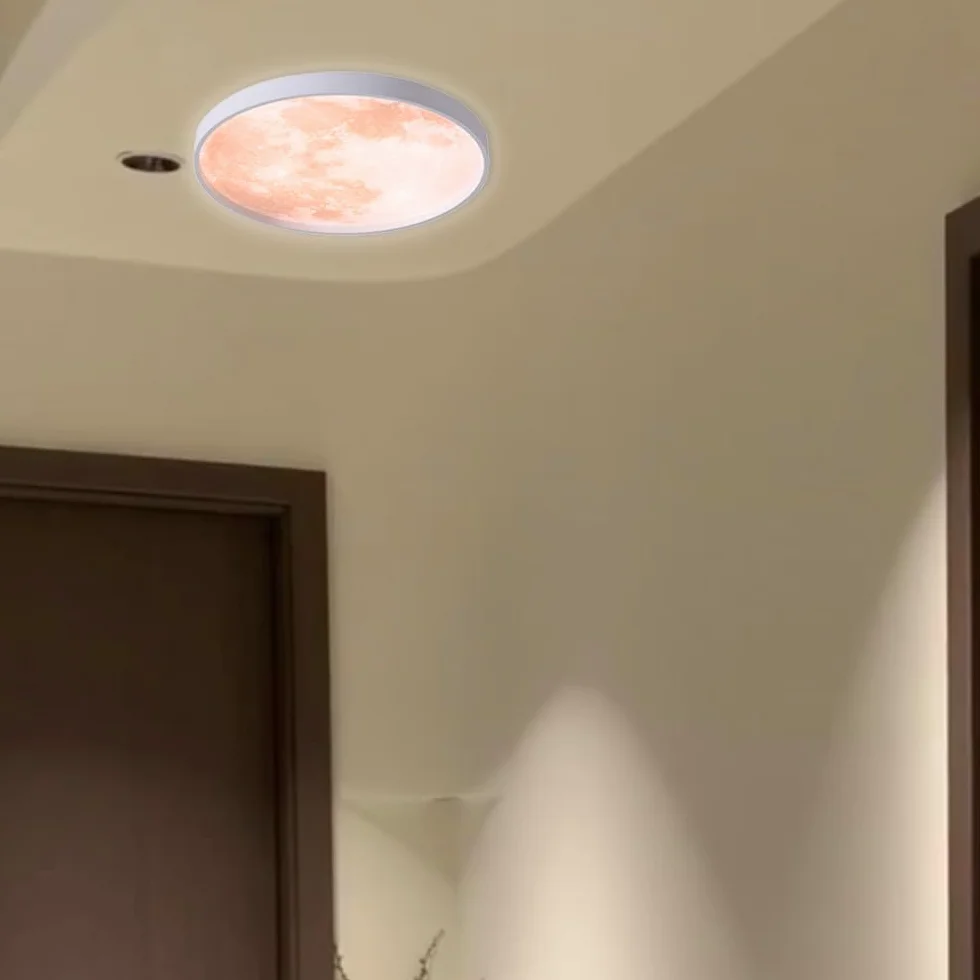 Lampa sufitowa LED księżycowa, bardzo cienka, okrągła, symulacja, księżyc, żyrandol, przedpokój, do sypialni, salonu, chłopców, dziewcząt, sypialni, 33 cm, 13,1''