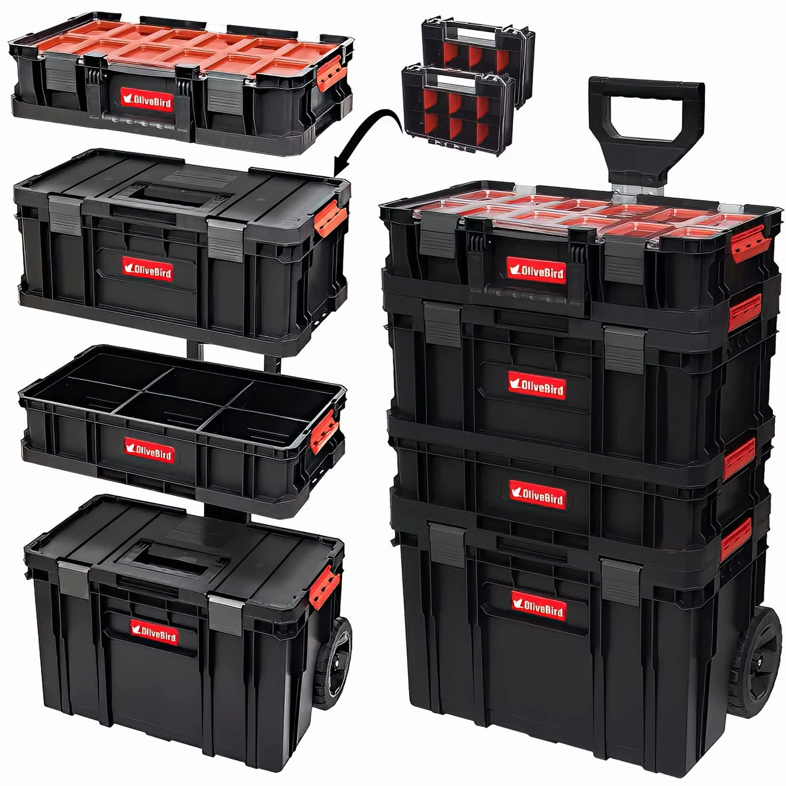 6 W 1 Xl Wózek Warsztatowy Roll Box Walizka Narzędziowa Mobilna Walizka Warsztatowa, Zestaw Narzędziowy Z Plastikowymi Szufladami Walizka Narzędziowa Na Kółkach