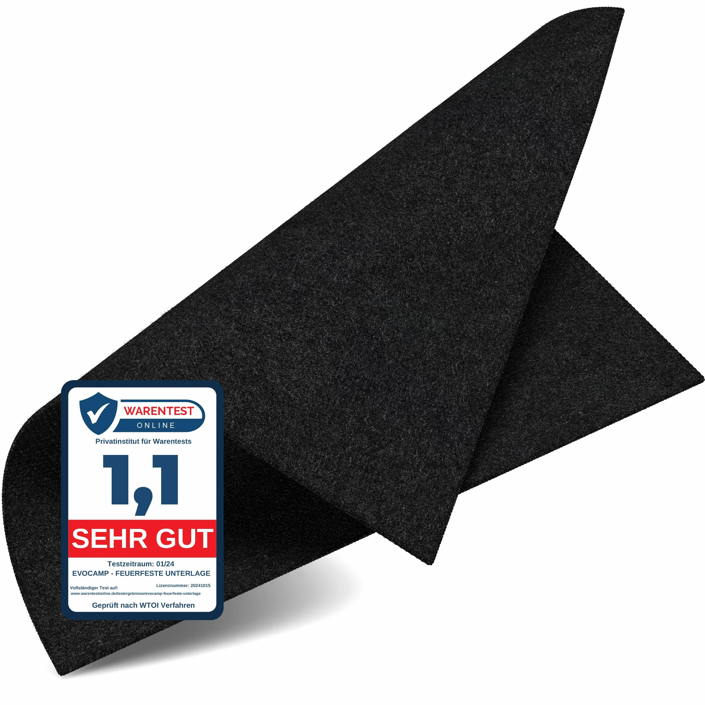 EVOCAMP Podstawa ognioodporna 60 x 60 cm czarna żaroodporność do 982 °C materiał ognioodporny idealna jako mata przeciwpożarowa lub jako podstawa grilla niepalna mata ciepłochronna płyta ognioodporna